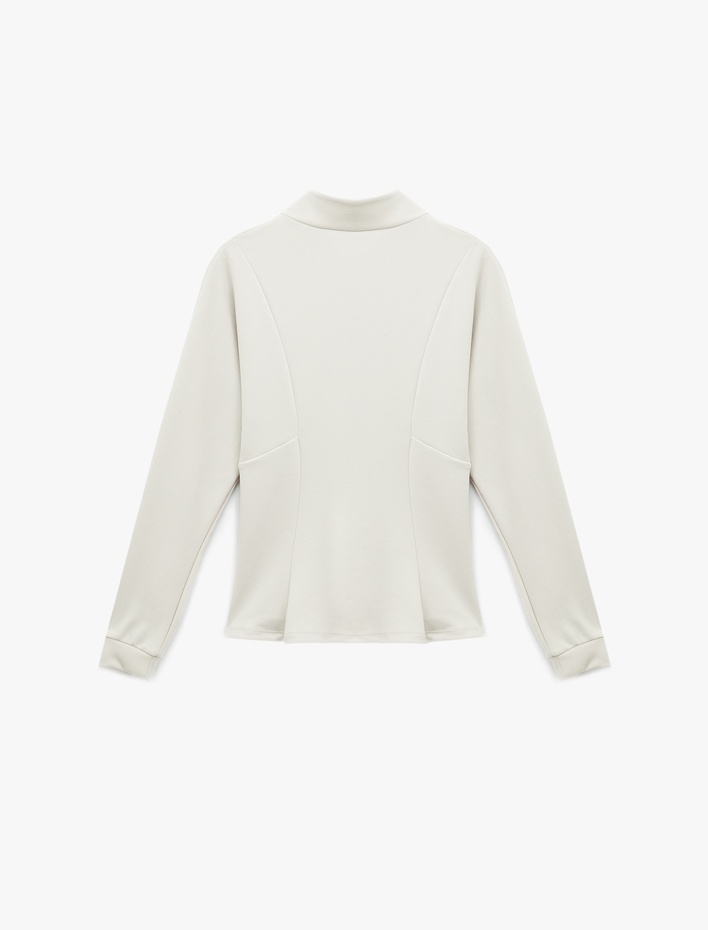  Modal Karışımlı Uzun Kollu Dik Yaka Fermuarlı Sweatshirt