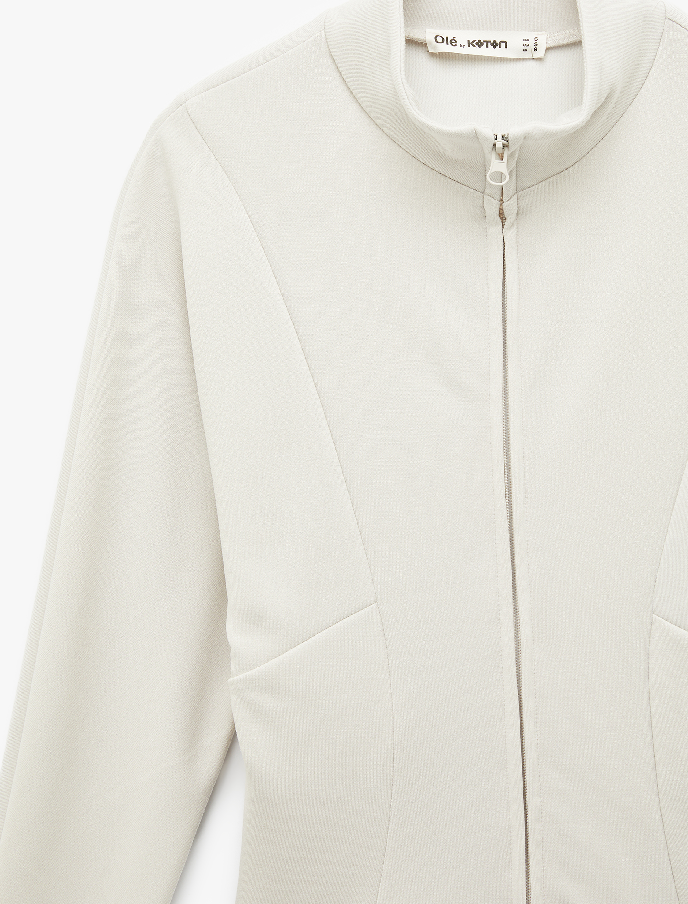   Modal Karışımlı Uzun Kollu Dik Yaka Fermuarlı Sweatshirt