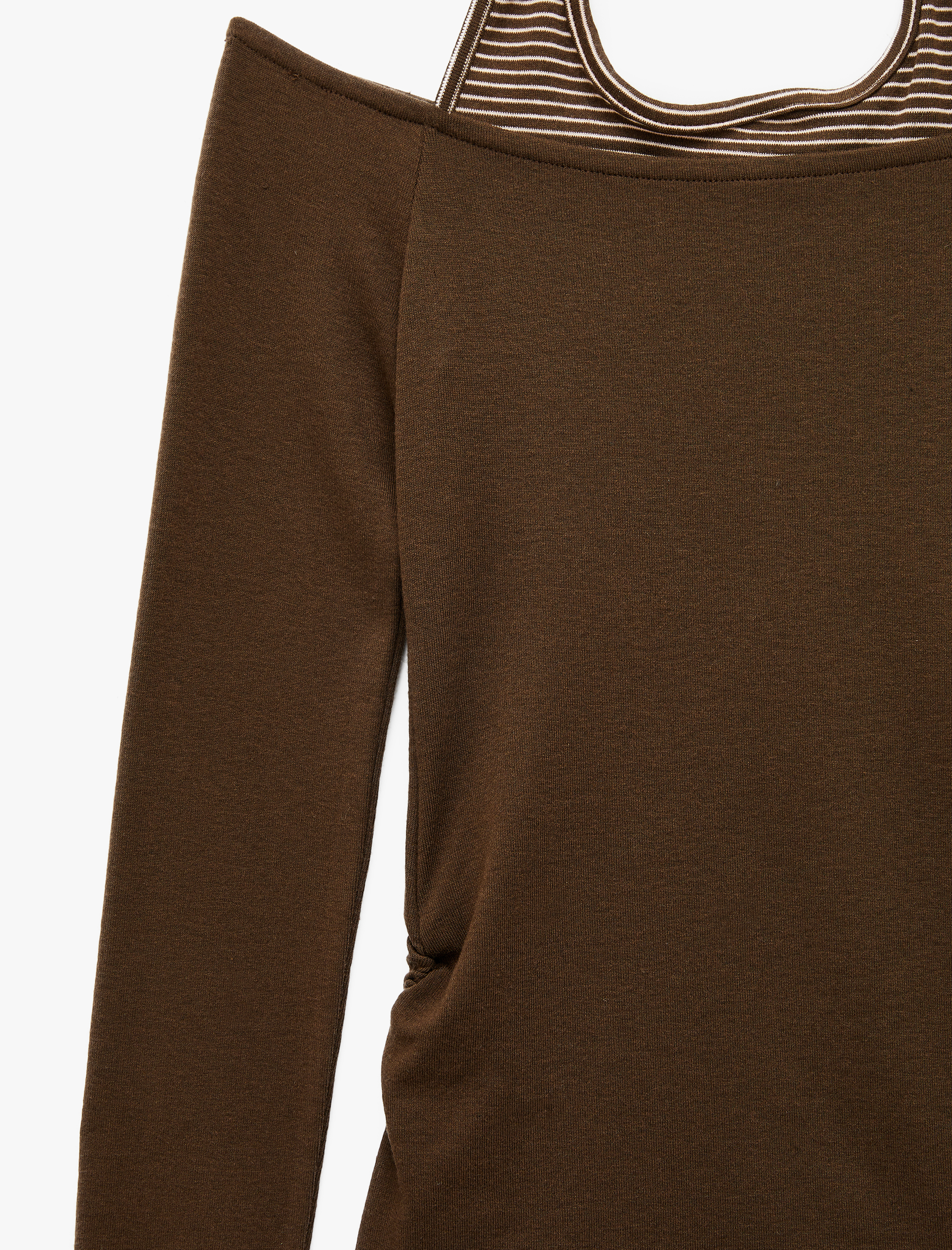   Viskon Karışımlı Slim Fit Uzun Kollu Halter Yaka Tişört