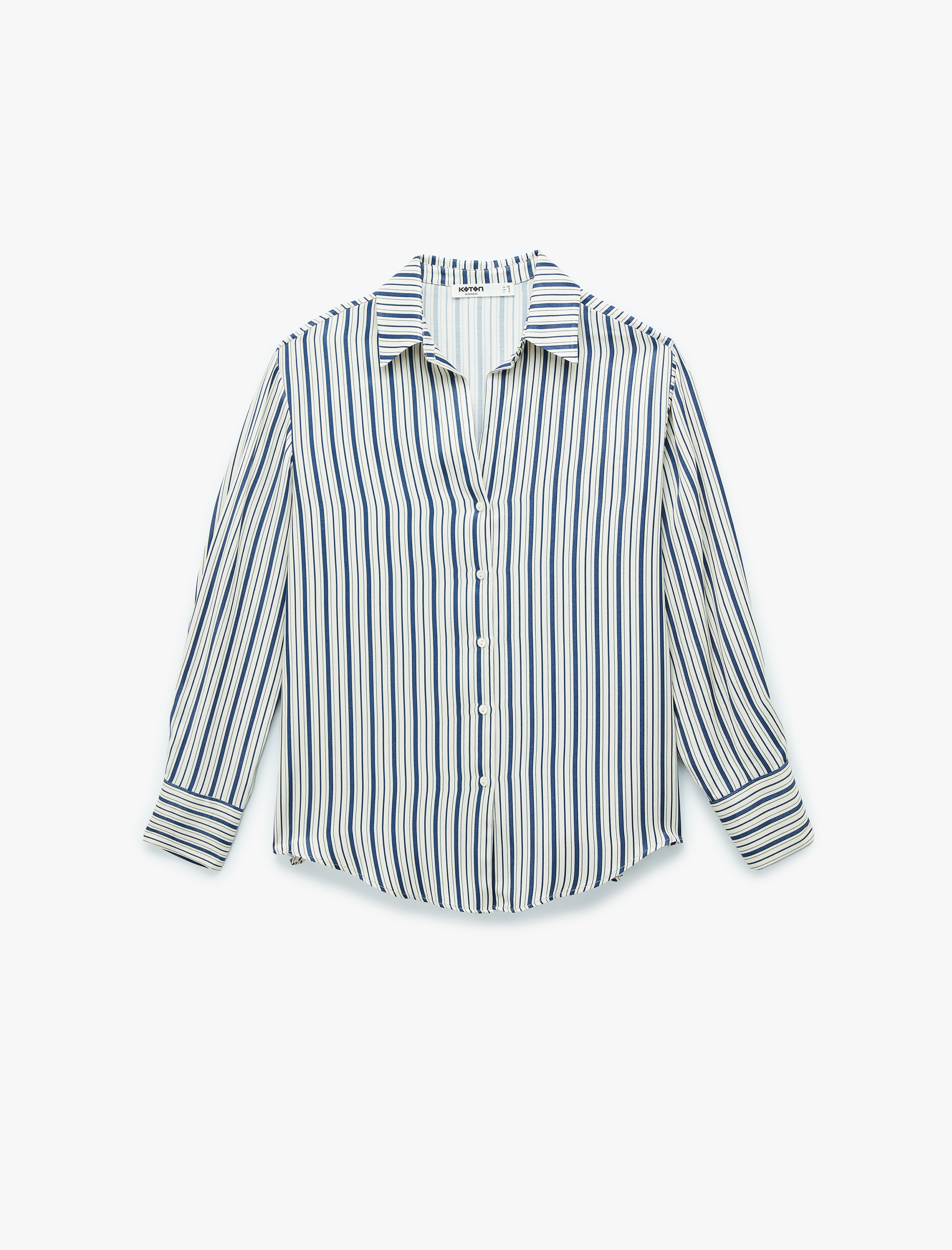   Rahat Kalıp Düğmeli Klasik Yaka Uzun Kollu Viskon Gömlek