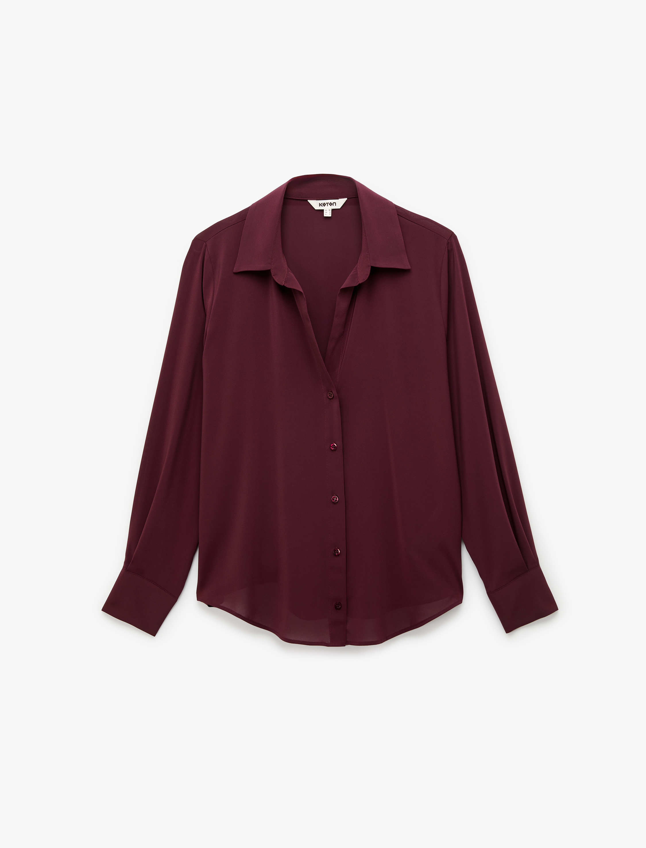   Regular Fit Düğmeli Uzun Kollu Şifon Gömlek