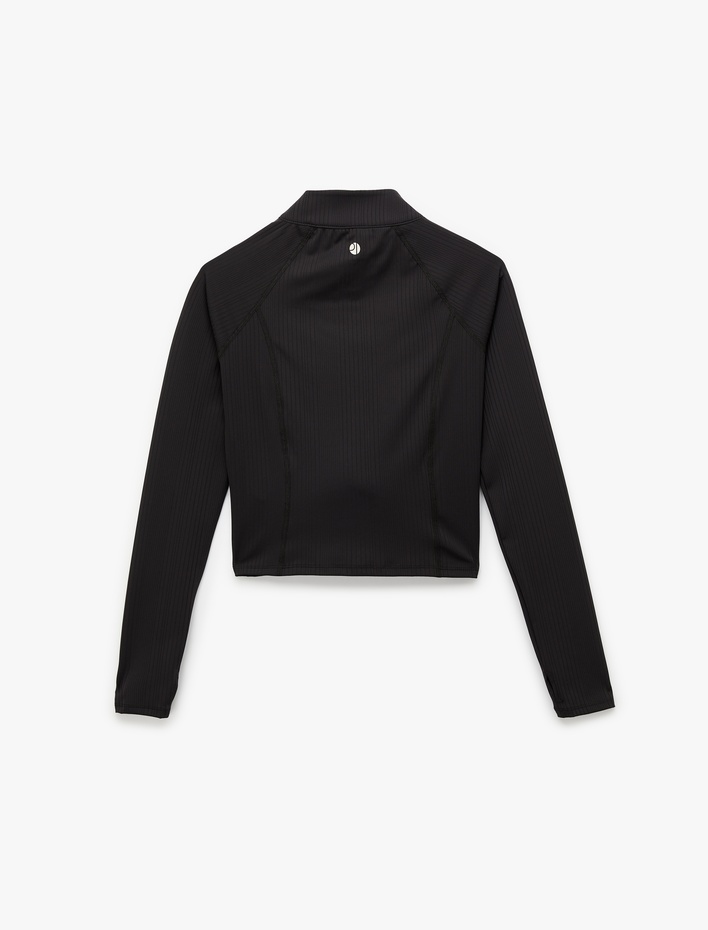  Uzun Kollu Fermuarlı Slim Fit Spor Tişört