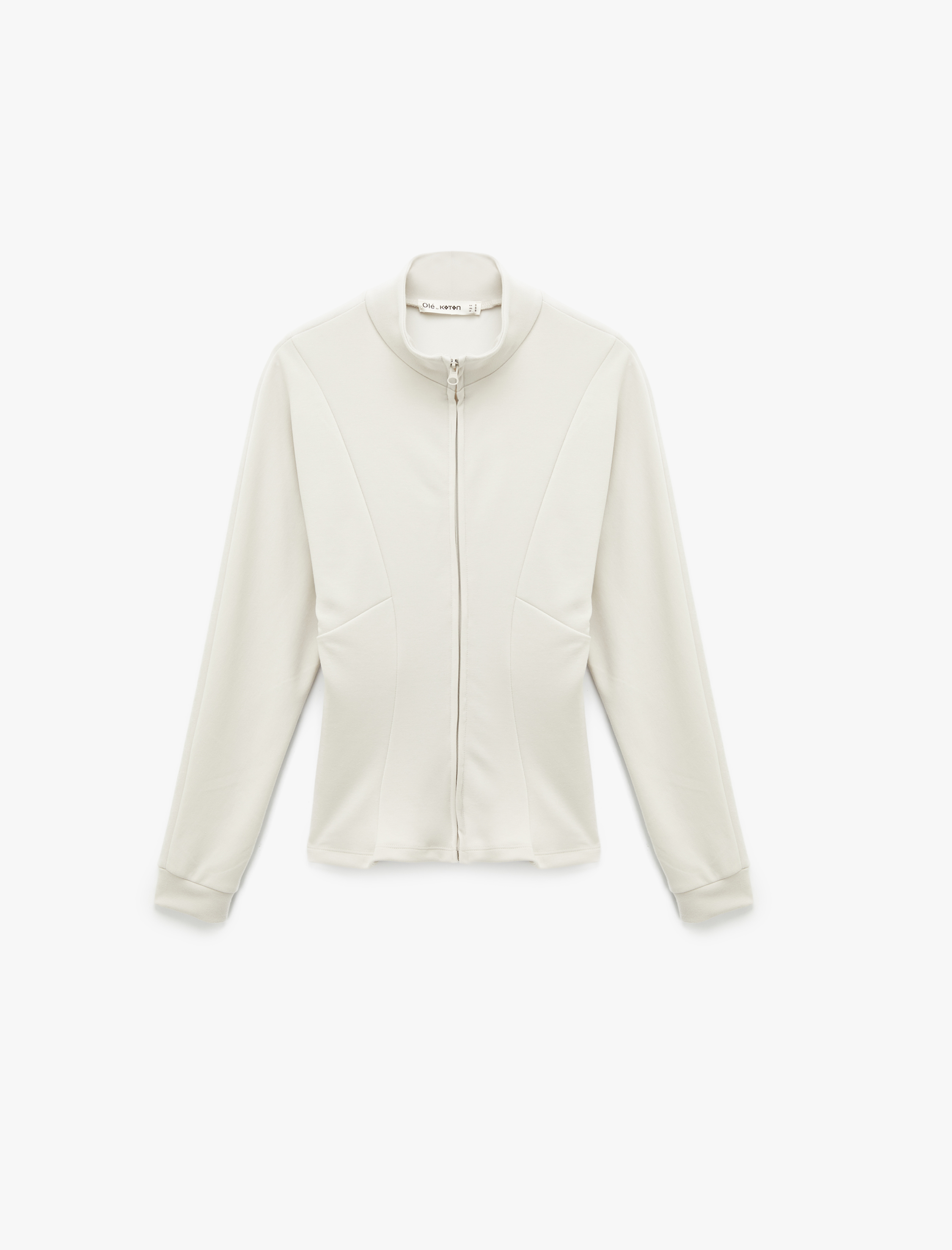   Modal Karışımlı Uzun Kollu Dik Yaka Fermuarlı Sweatshirt