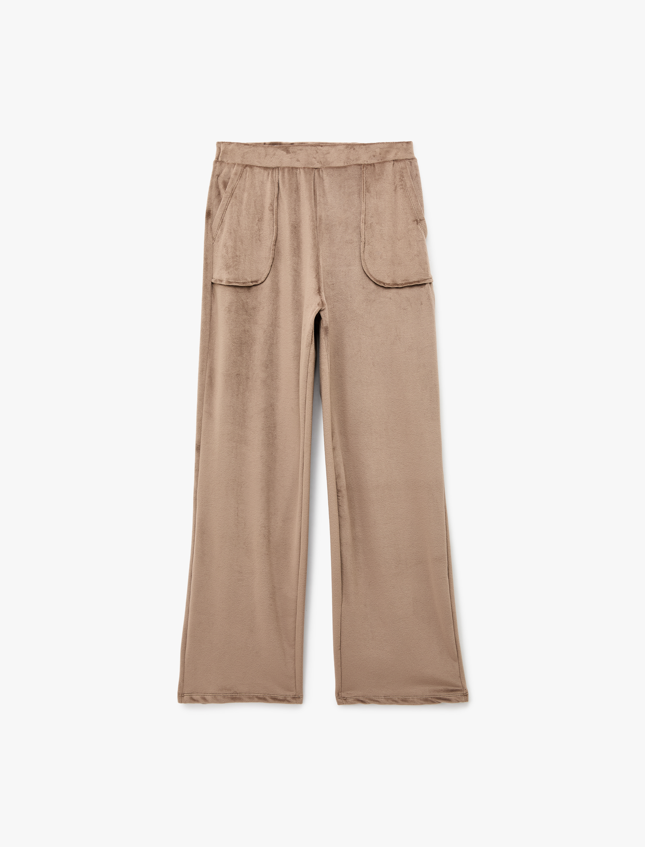   Beli Lastikli Cepli Rahat Kesim Kadife Pijama Altı