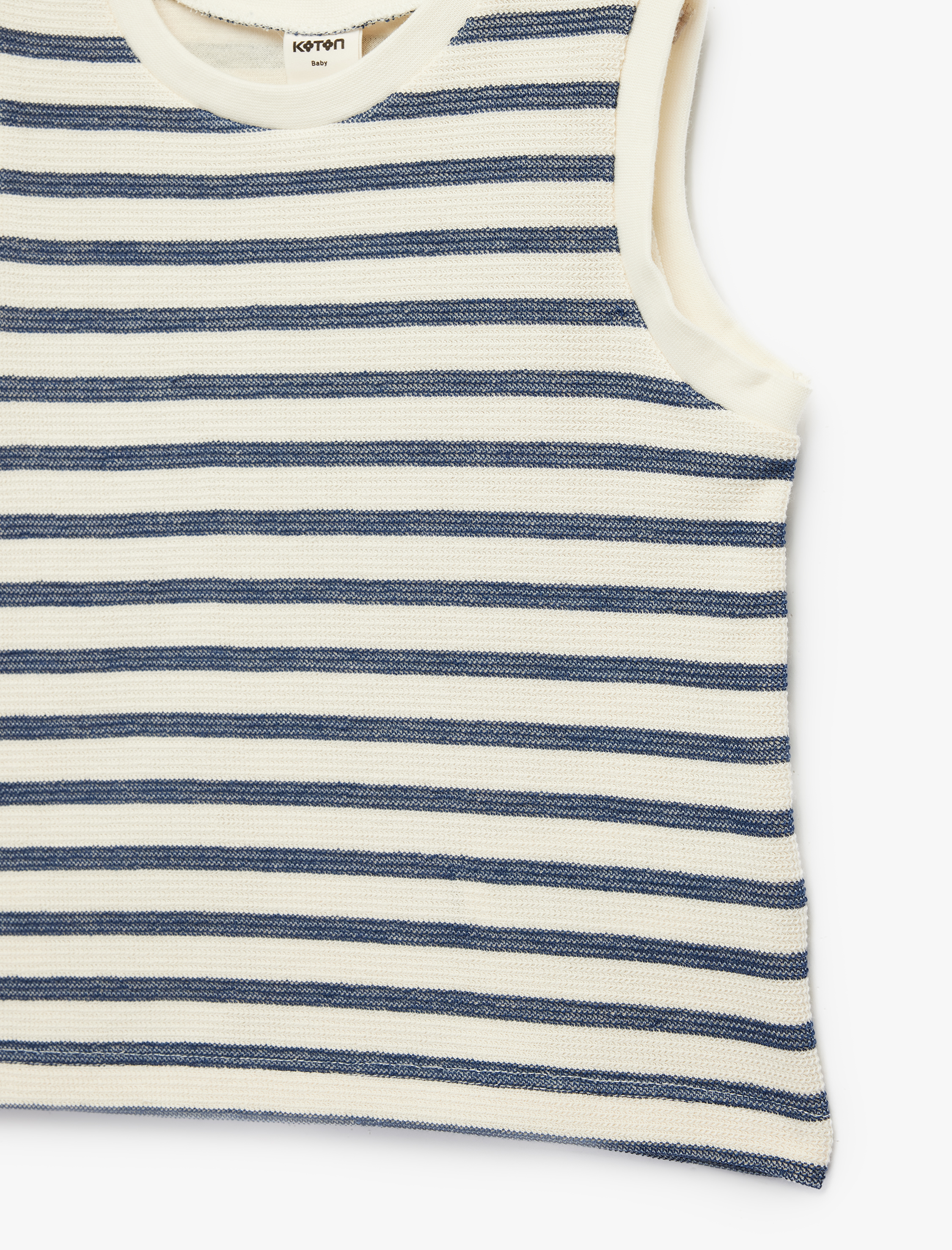  Erkek Bebek Kolsuz Bisiklet Yaka Pamuklu Çizgili Atlet