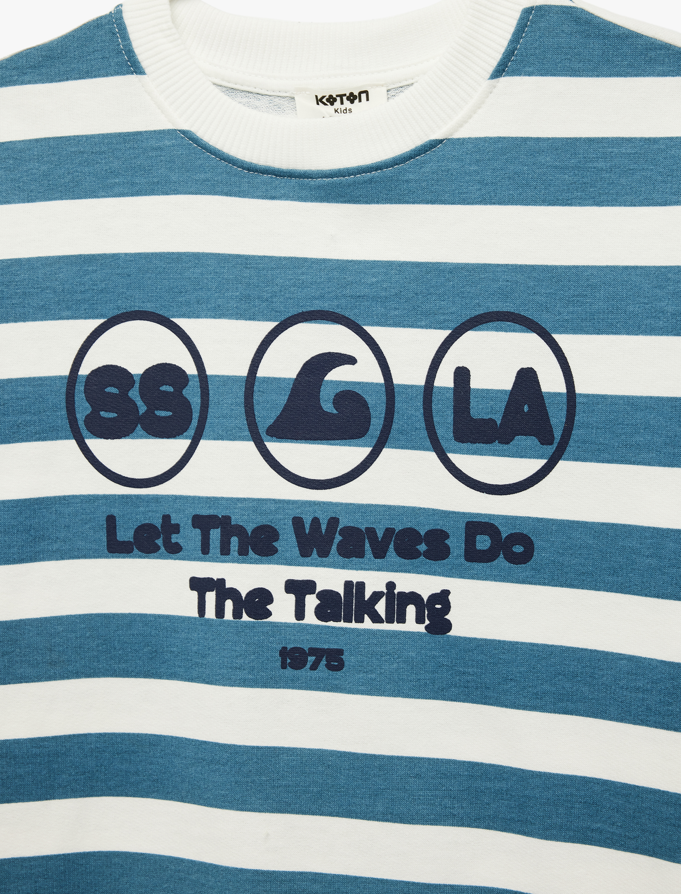  Erkek Çocuk Pamuklu Baskılı Kısa Kollu Bisiklet Yaka Oversize Çizgili Tişört