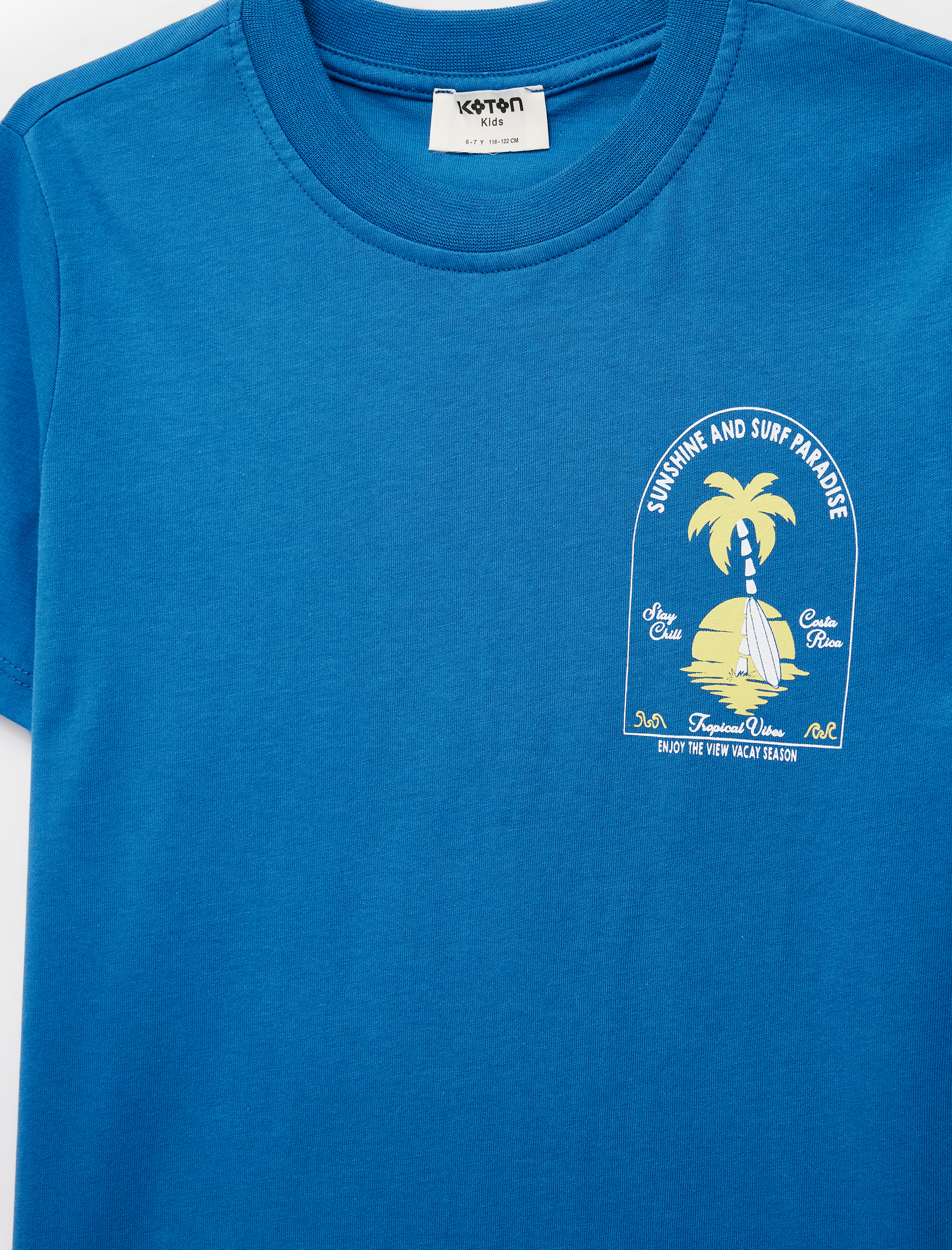  Erkek Çocuk Baskılı Bisiklet Yaka Kısa Kollu Pamuklu Tişört