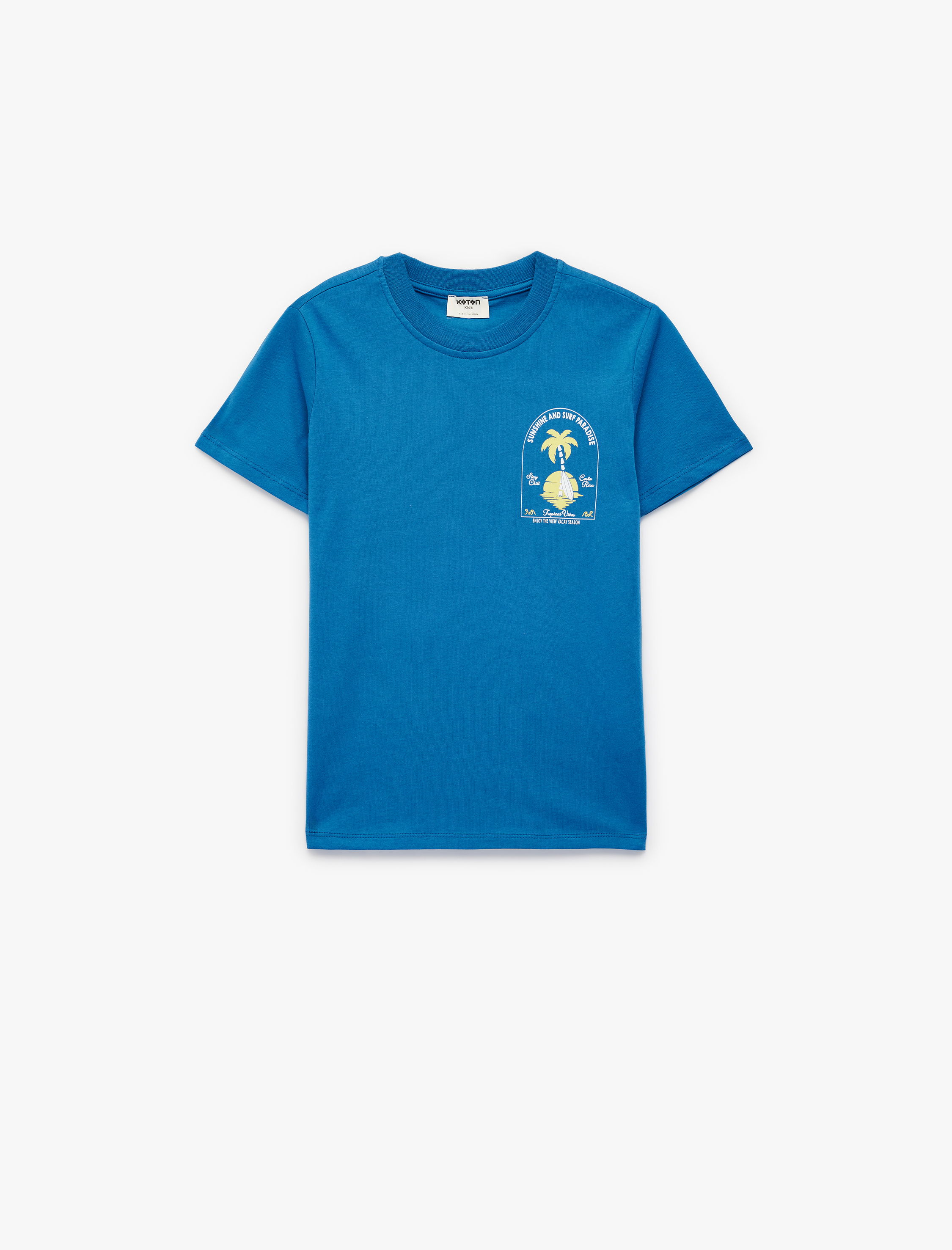  Erkek Çocuk Baskılı Bisiklet Yaka Kısa Kollu Pamuklu Tişört