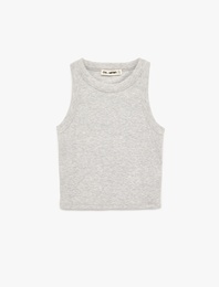 Slim Fit Kolsuz Halter Yaka Bluz