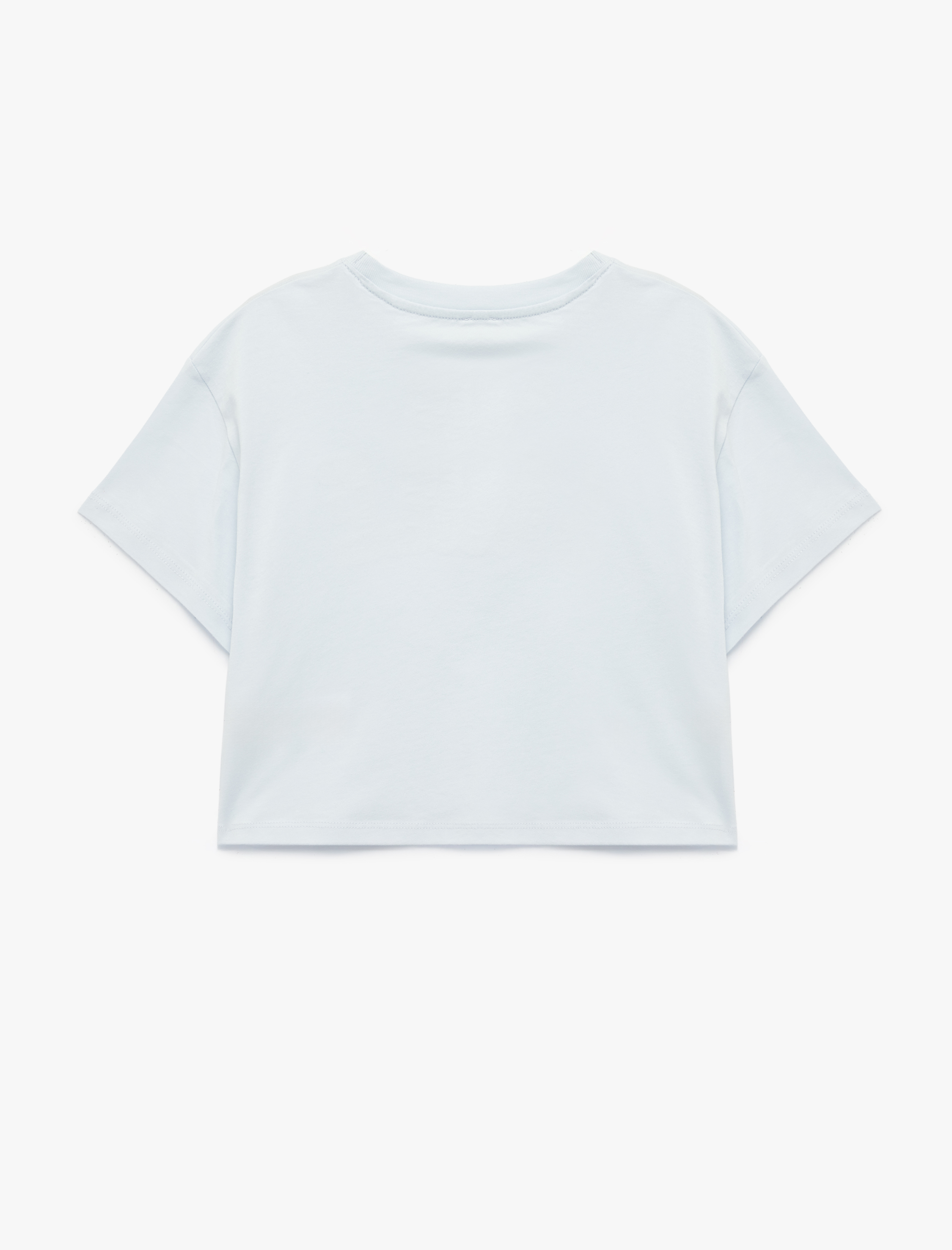  Kız Çocuk Kısa Kollu Bisiklet Yaka Aplike Detaylı Pamuklu Tişört