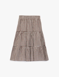 Beli Lastikli Kat Kat Pötikareli Diz Altı Etek