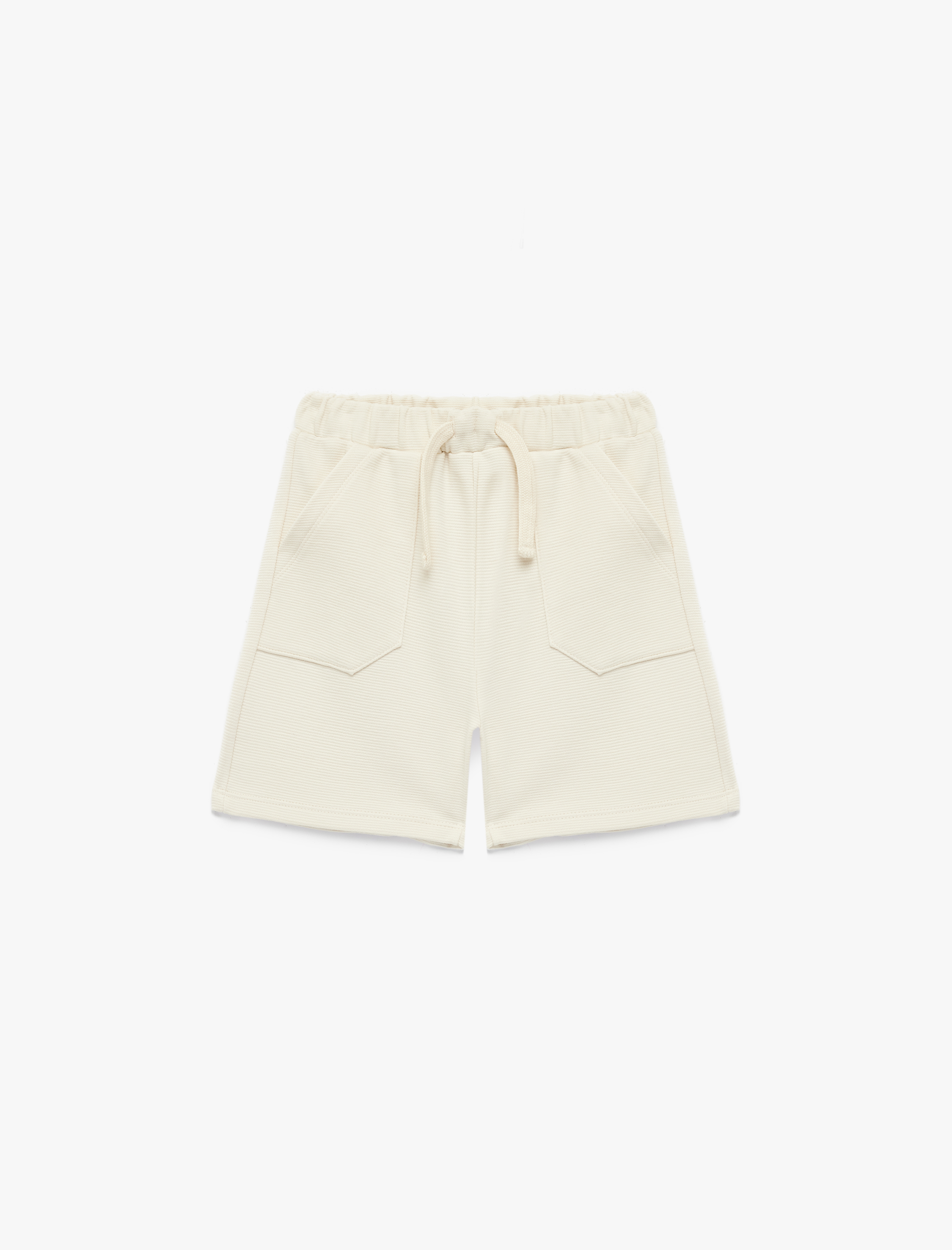 Erkek Bebek Beli Bağcıklı Cep Detaylı Pamuklu Şort