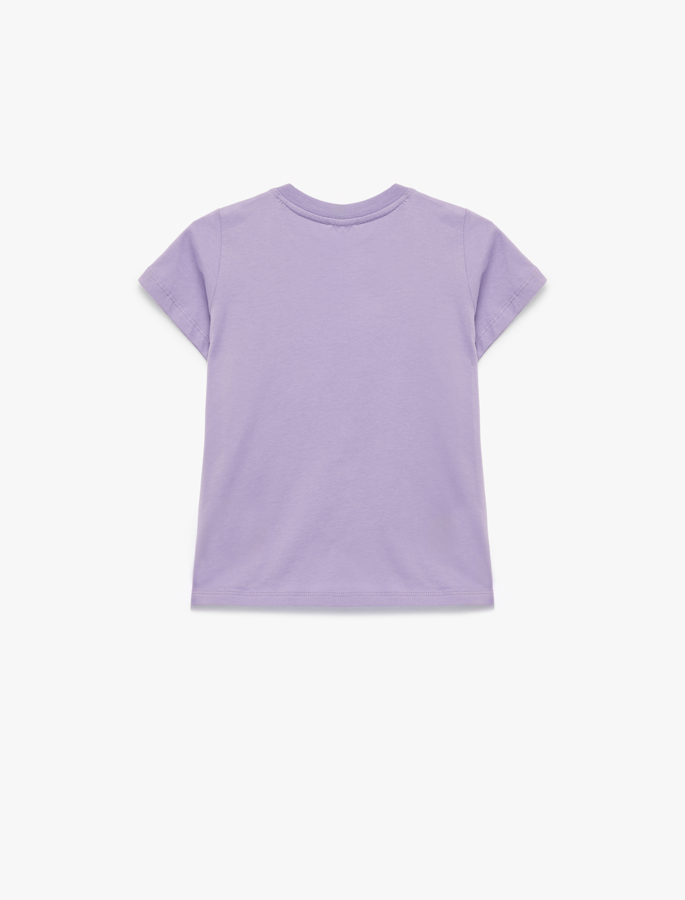  Kız Çocuk Kedi Baskılı Kısa Kollu Bisiklet Yaka Pamuklu Tişört