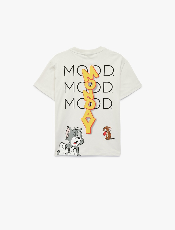 Erkek Çocuk Tom ve Jerry Baskılı Kısa Kollu Bisiklet Yaka Pamuklu Lisanslı Tişört