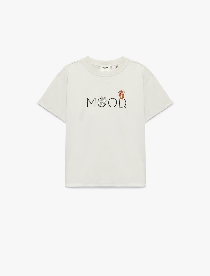 Erkek Çocuk Tom ve Jerry Baskılı Kısa Kollu Bisiklet Yaka Pamuklu Lisanslı Tişört