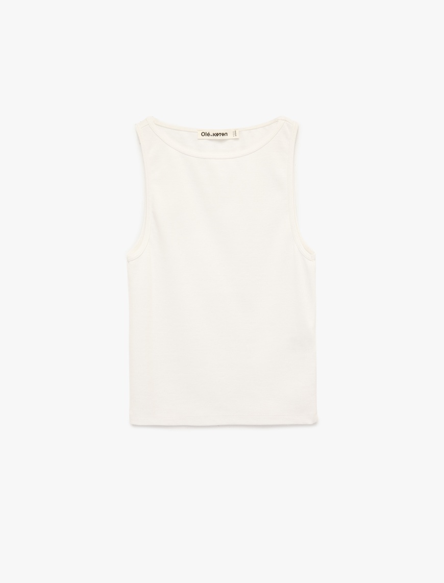 Koton Kadın Slim Fit Kayık Yaka Modal Karışımlı Kolsuz Atlet