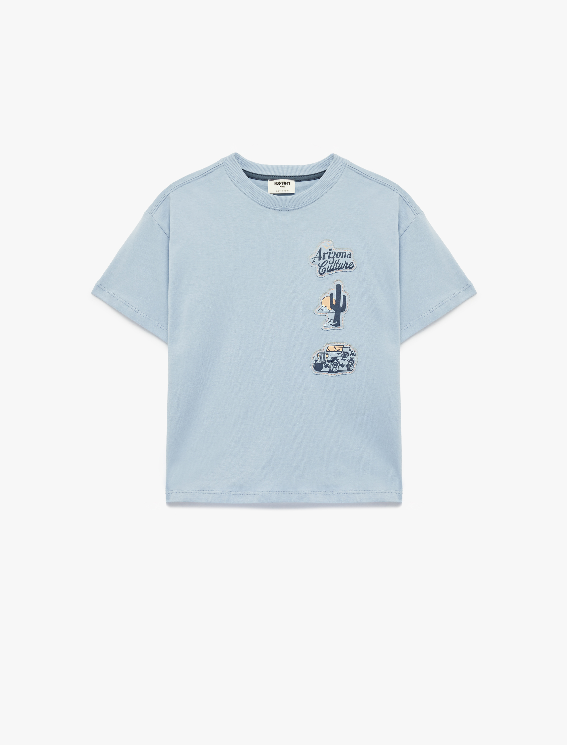  Erkek Çocuk Bisiklet Yaka Kısa Kollu Pamuklu Baskılı Oversize Tişört