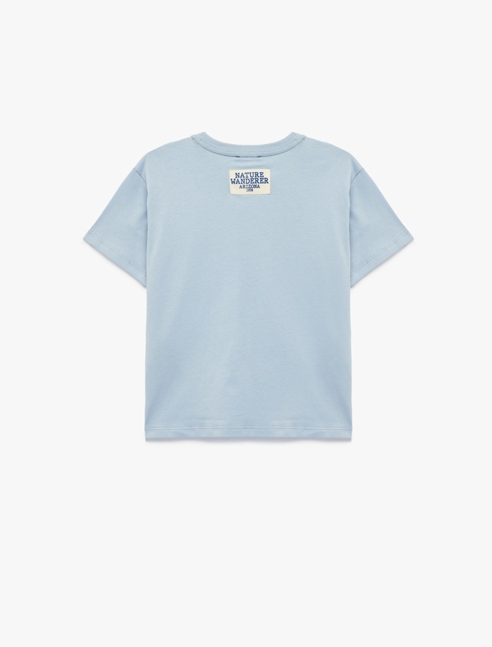 Erkek Çocuk Bisiklet Yaka Kısa Kollu Pamuklu Baskılı Oversize Tişört