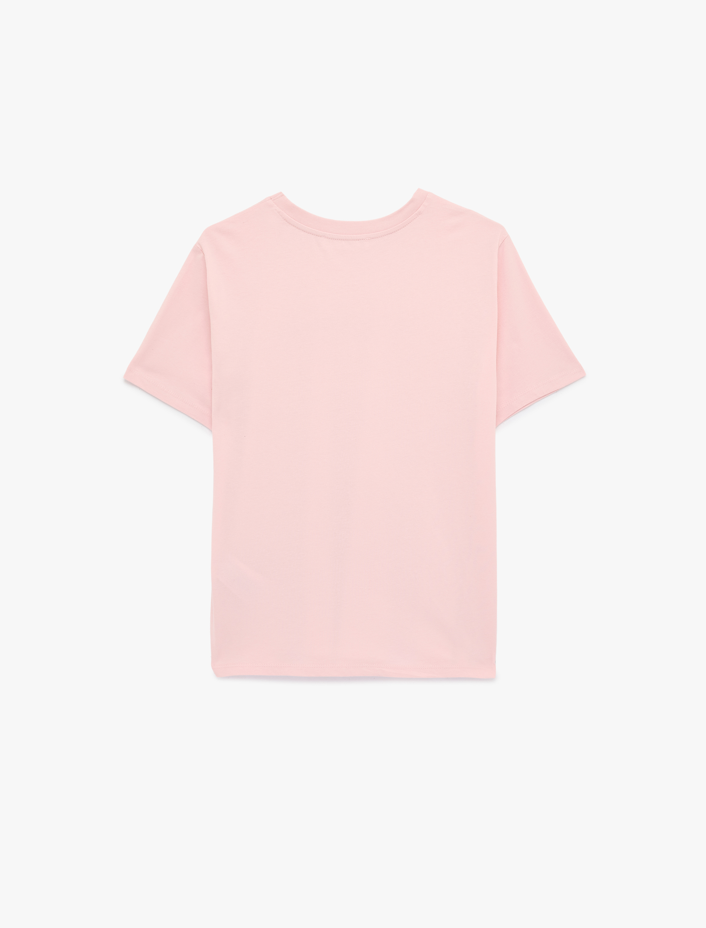   Pamuklu Kısa Kollu Bisiklet Yaka Çiçek Baskılı Tişört