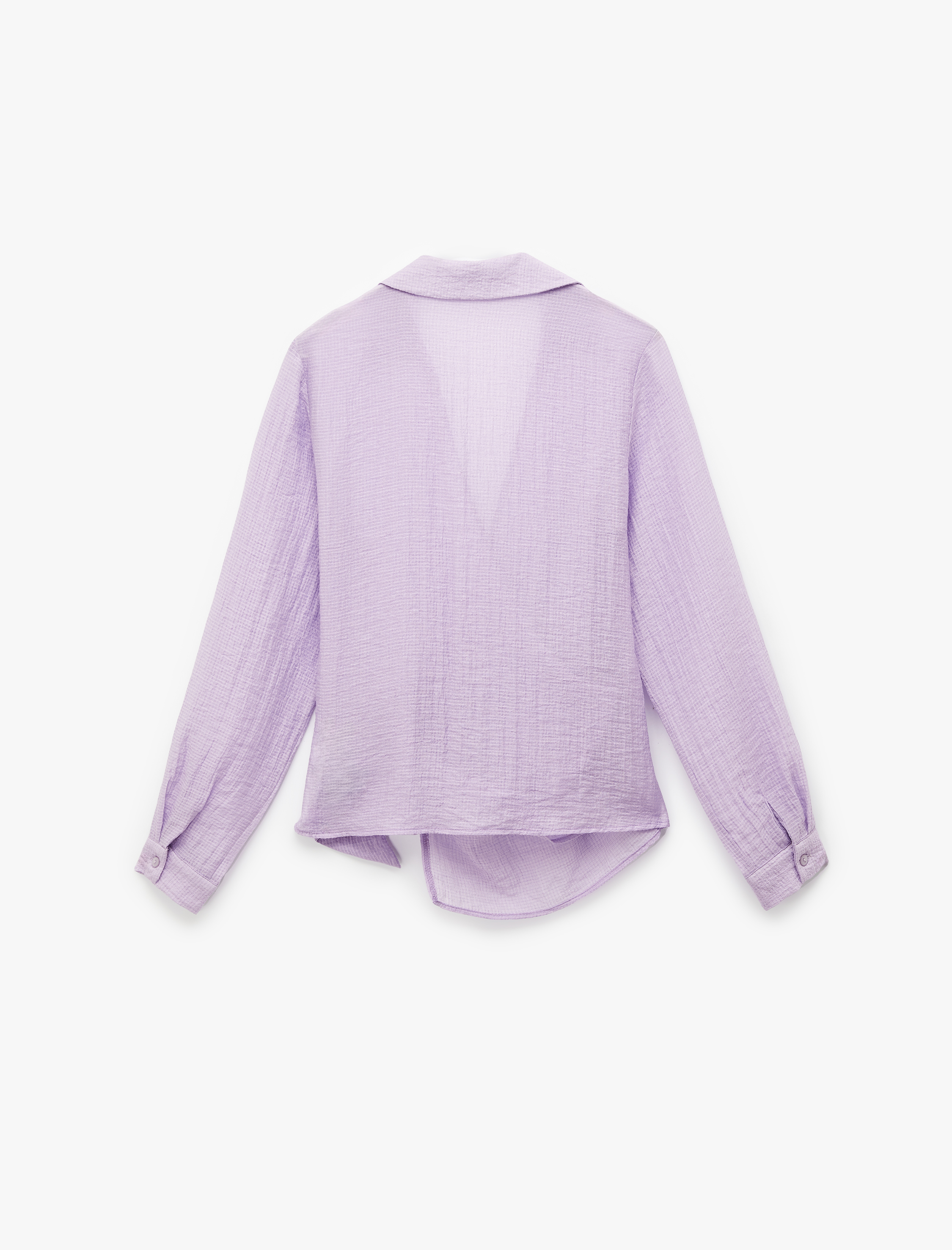   Metal Aksesuarlı Viskon Karışımlı Uzun Kollu Kruvaze Yaka Bluz