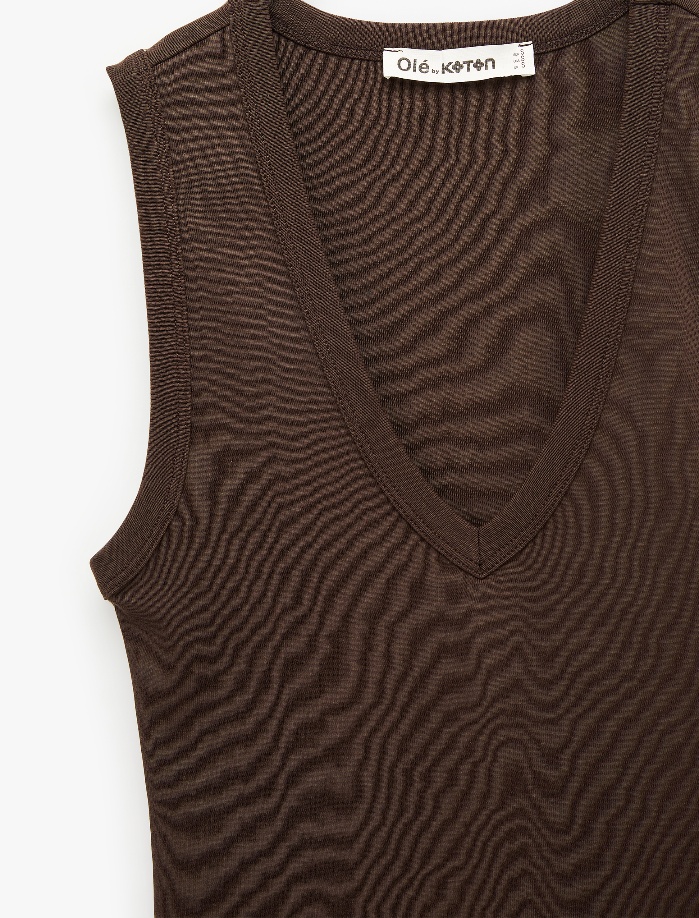   Kolsuz Pamuklu Slim Fit V Yaka Bluz