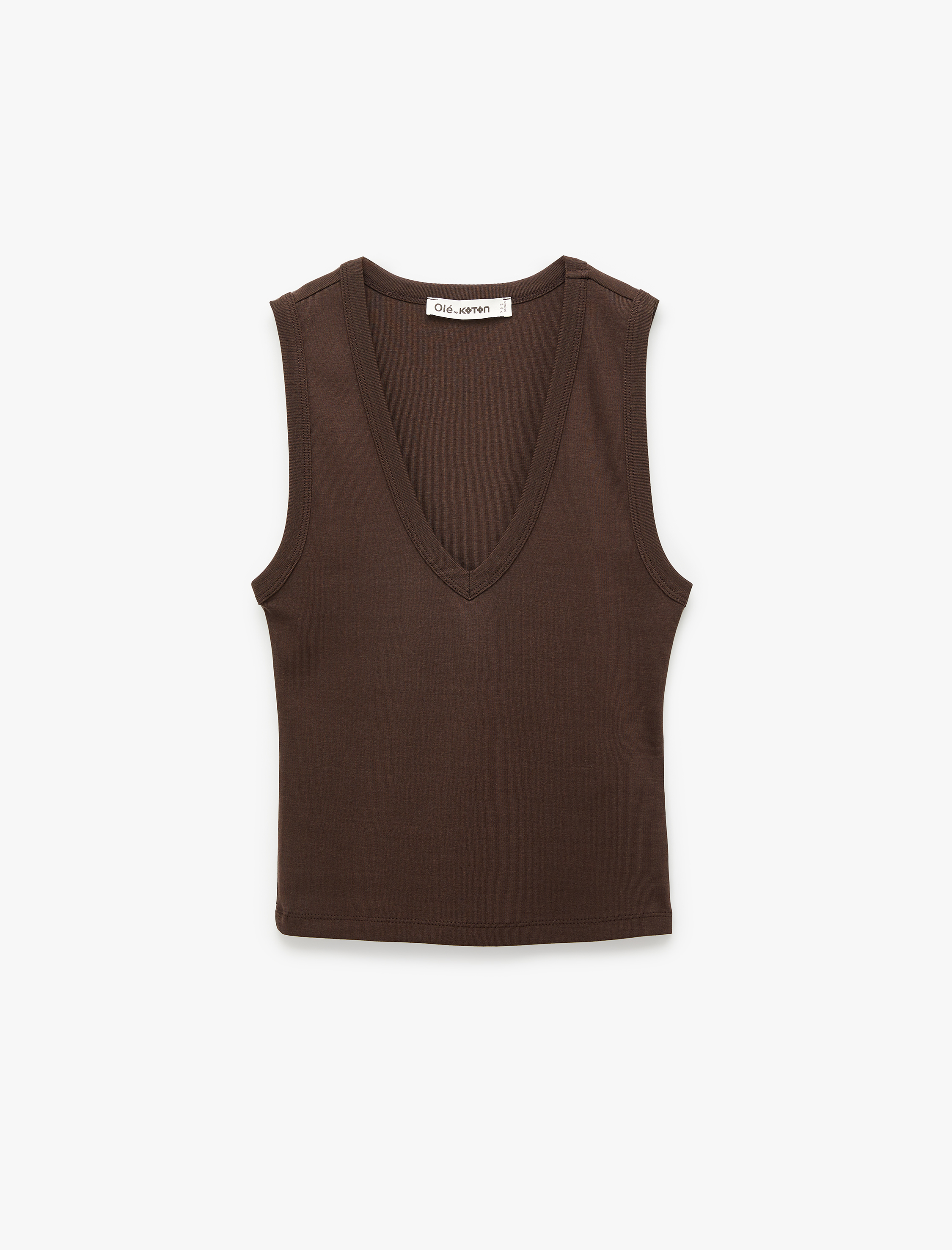   Kolsuz Pamuklu Slim Fit V Yaka Bluz