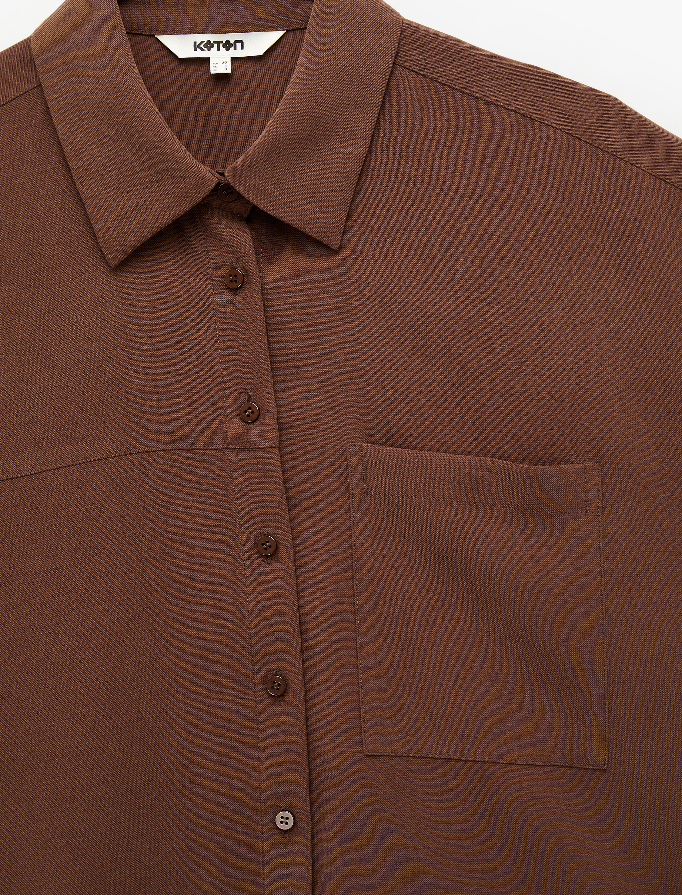   Kupro Viskon Kumaş Kısa Kollu Cep Detaylı Gömlek