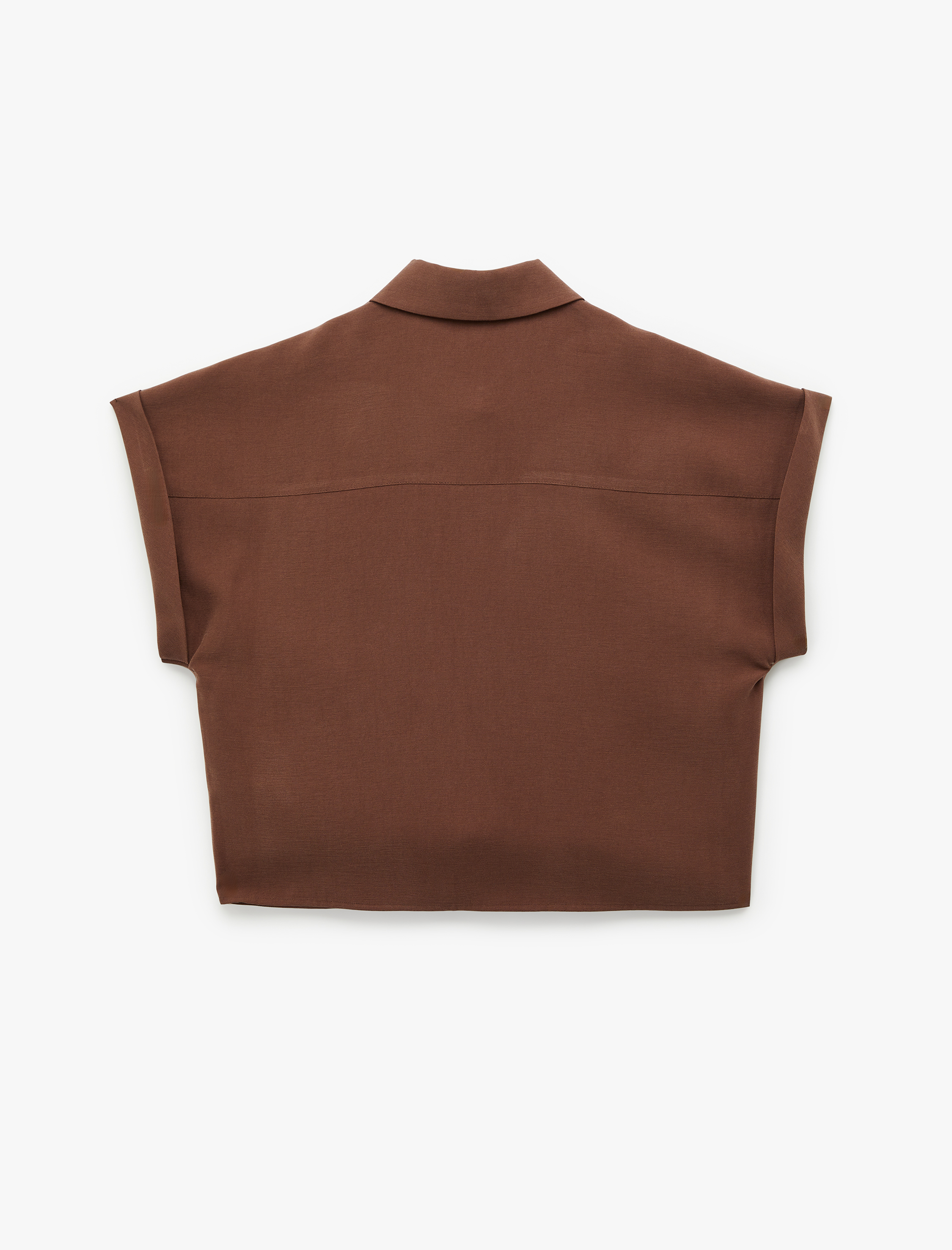   Kupro Viskon Kumaş Kısa Kollu Cep Detaylı Gömlek