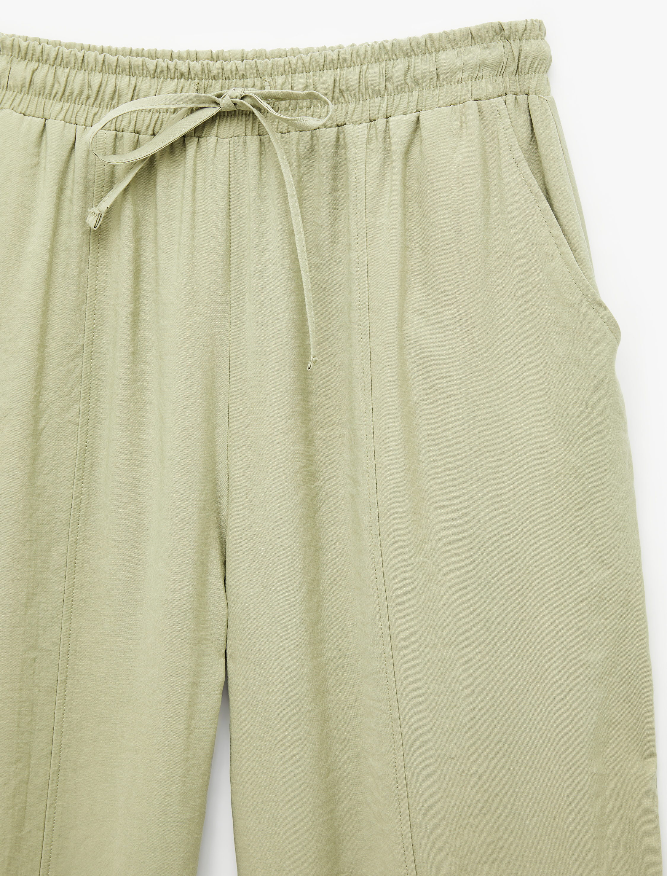   Beli Lastikli Yan Cepli Kısa Paça Balon Pantolon