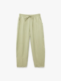 Beli Lastikli Yan Cepli Kısa Paça Balon Pantolon