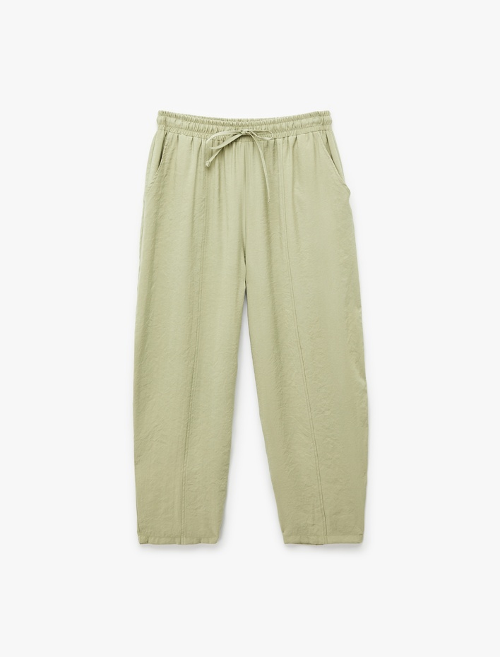  Beli Lastikli Yan Cepli Kısa Paça Balon Pantolon