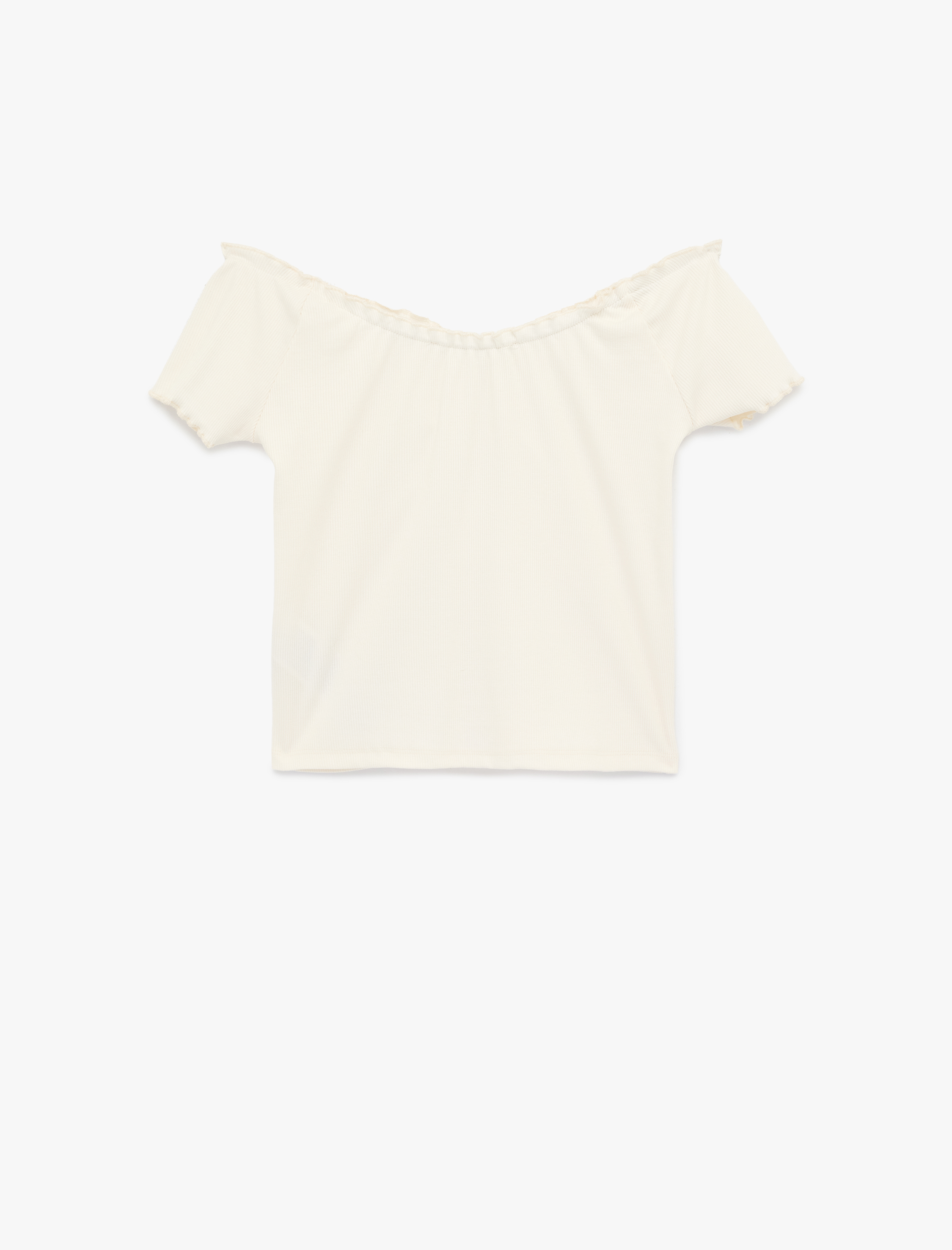   Slim Fit Büzgülü Kayık V Yaka Kısa Kollu Tişört