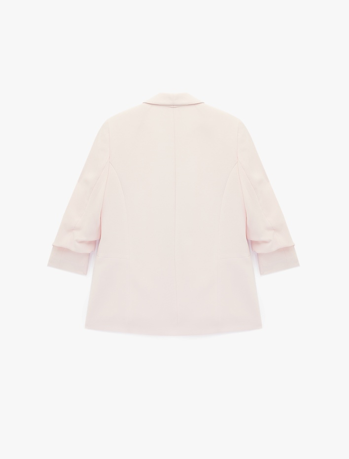  Şal Yaka 3/4 Kollu Uzun Blazer Ceket