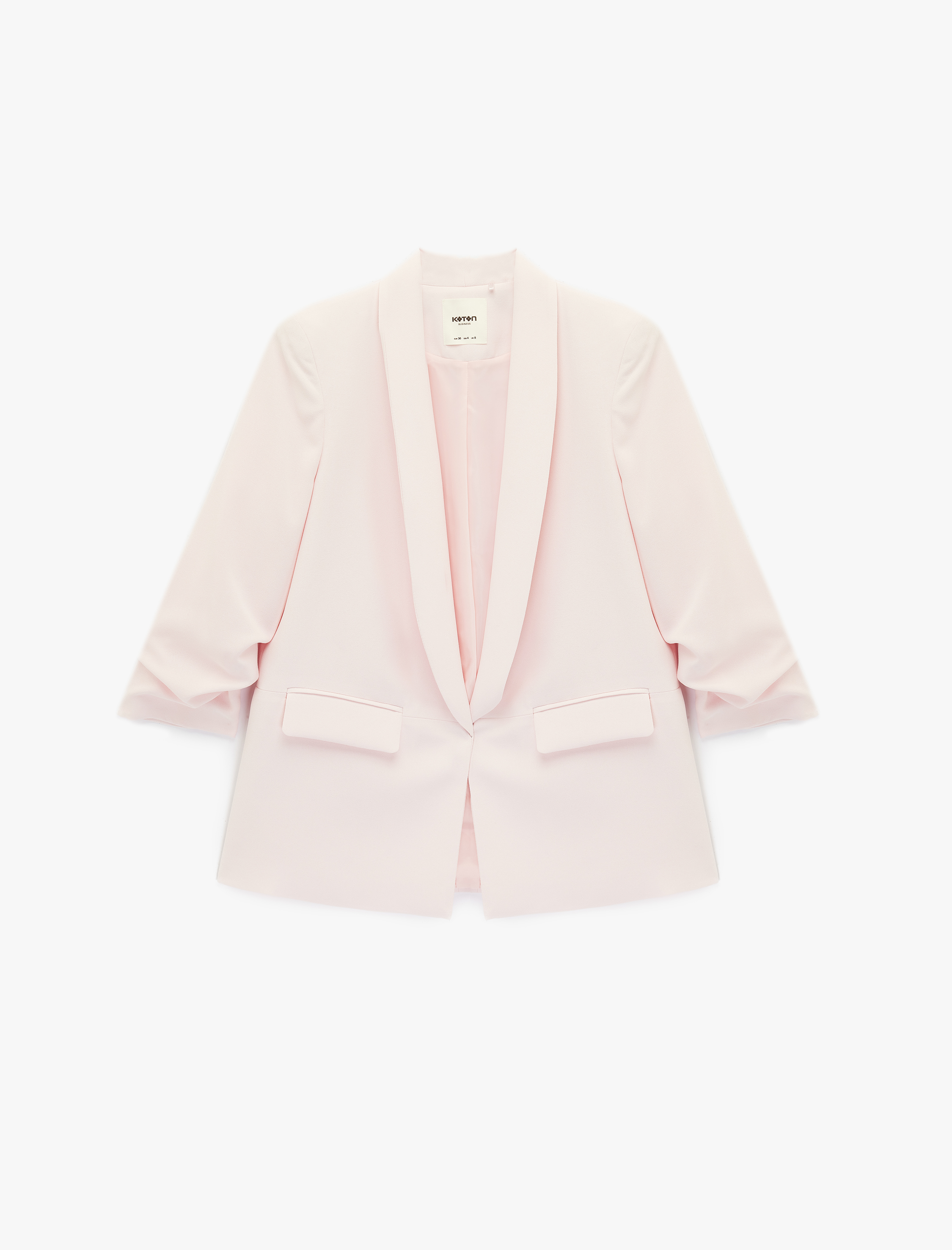   Şal Yaka 3/4 Kollu Uzun Blazer Ceket