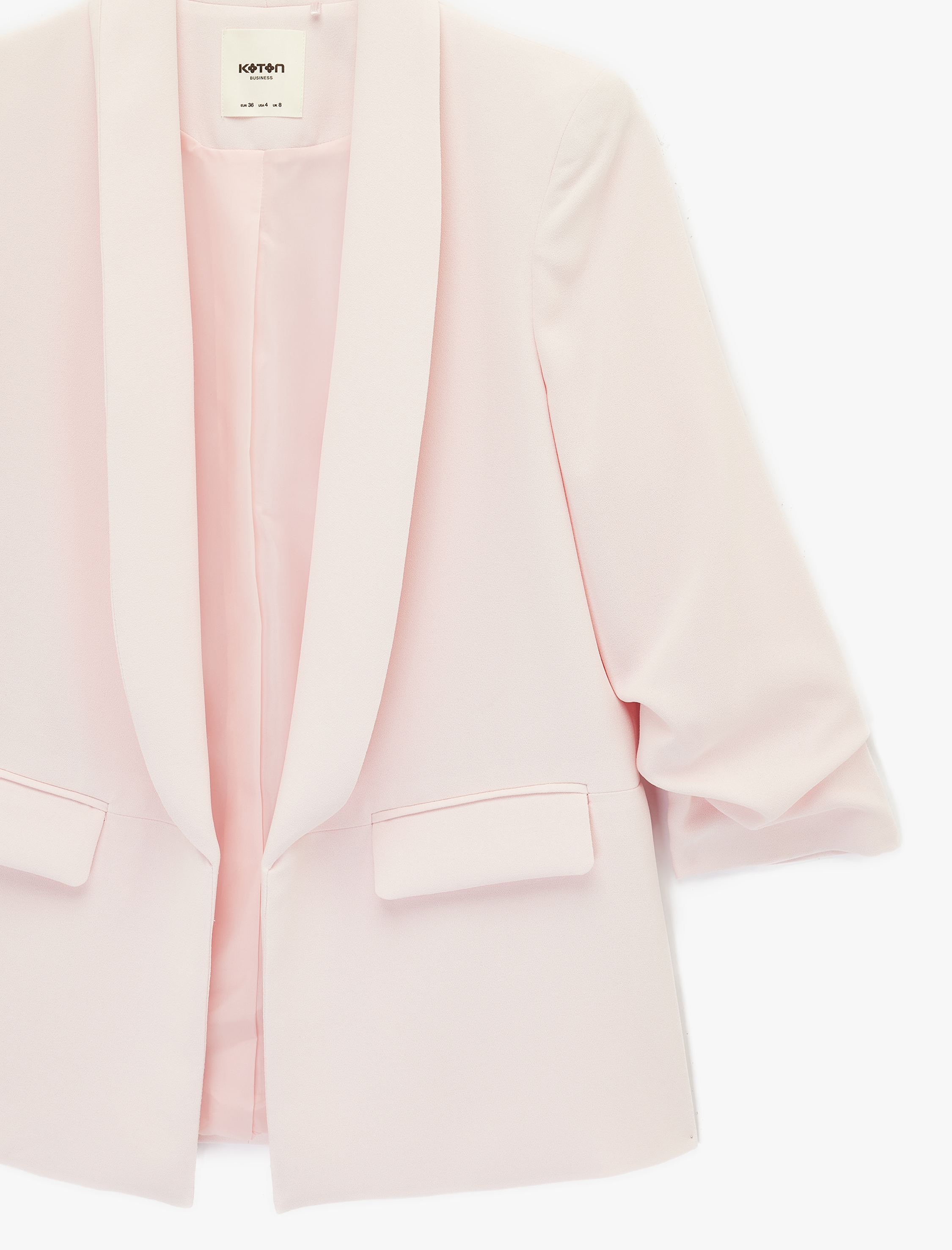   Şal Yaka 3/4 Kollu Uzun Blazer Ceket