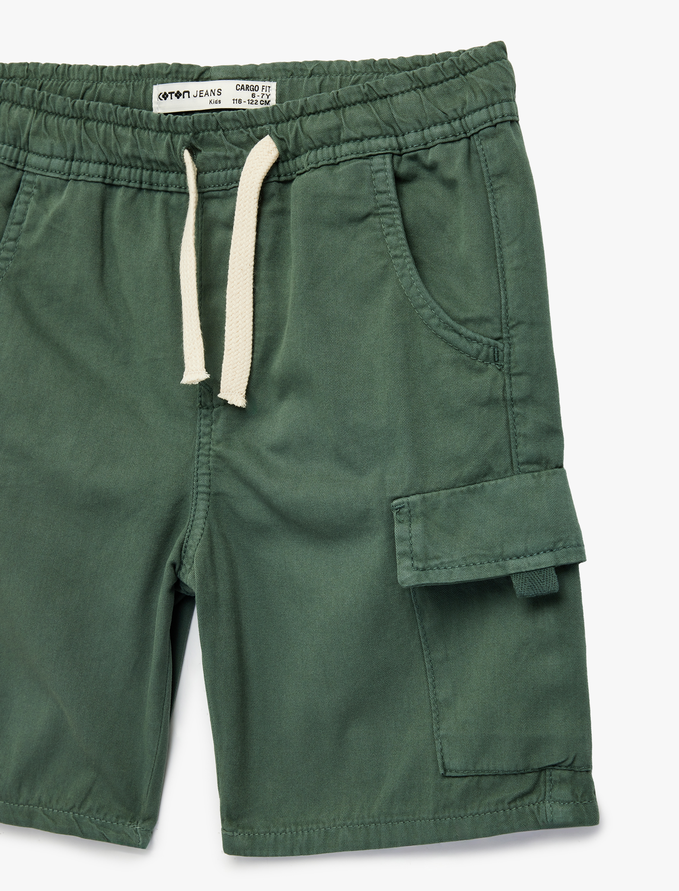  Erkek Çocuk Pamuklu Bağcıklı Kapaklı Cep Detaylı Kargo Şort