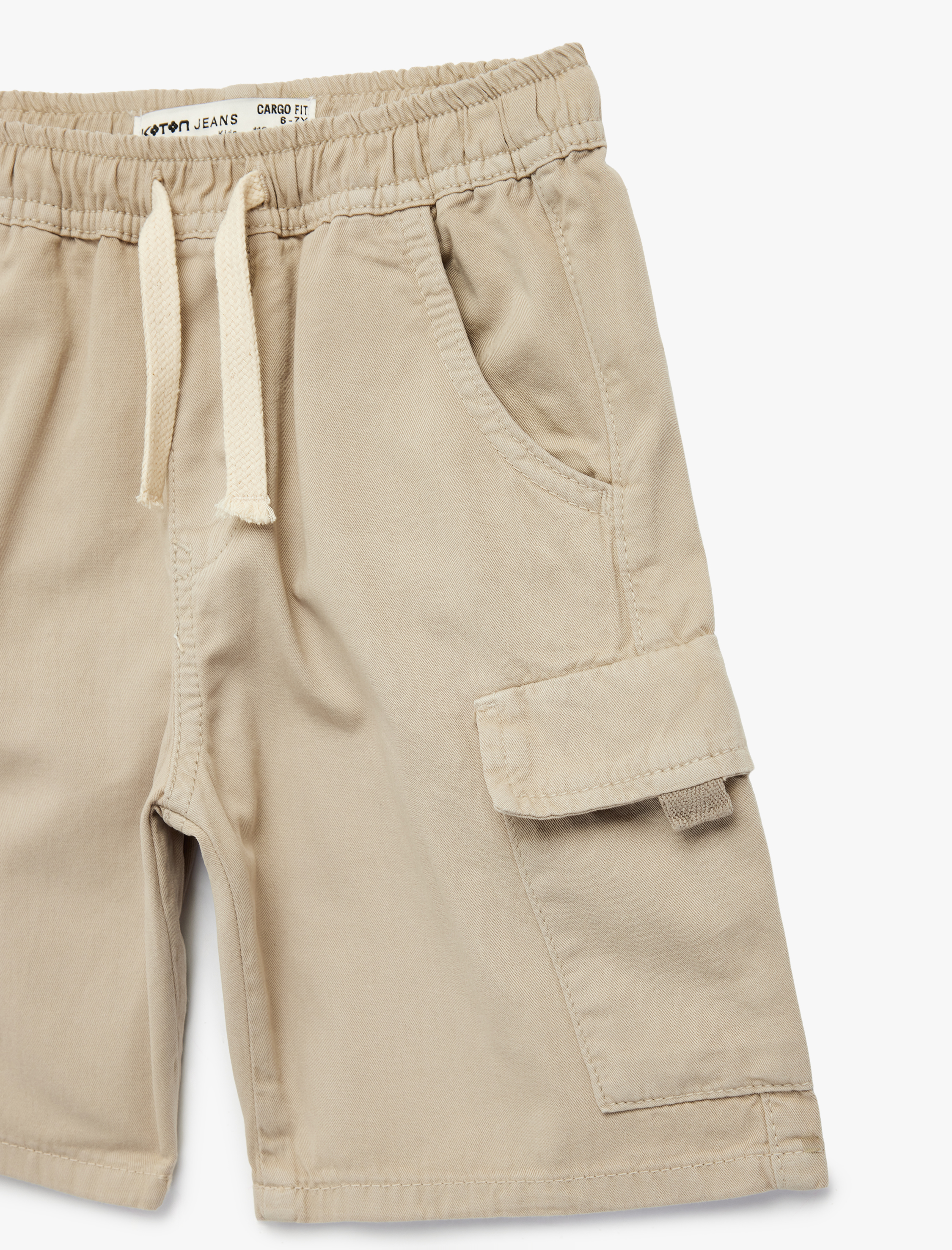  Erkek Çocuk Pamuklu Bağcıklı Kapaklı Cep Detaylı Kargo Şort