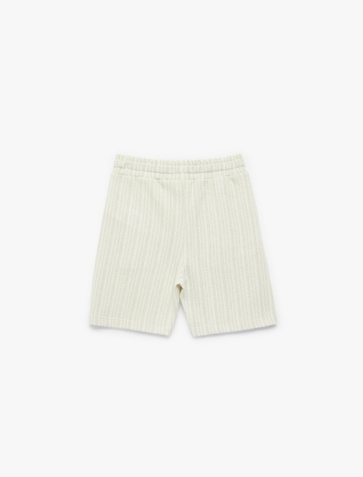 Erkek Çocuk Cepli Normal Bel Viskon Karışımlı Çizgili Şort