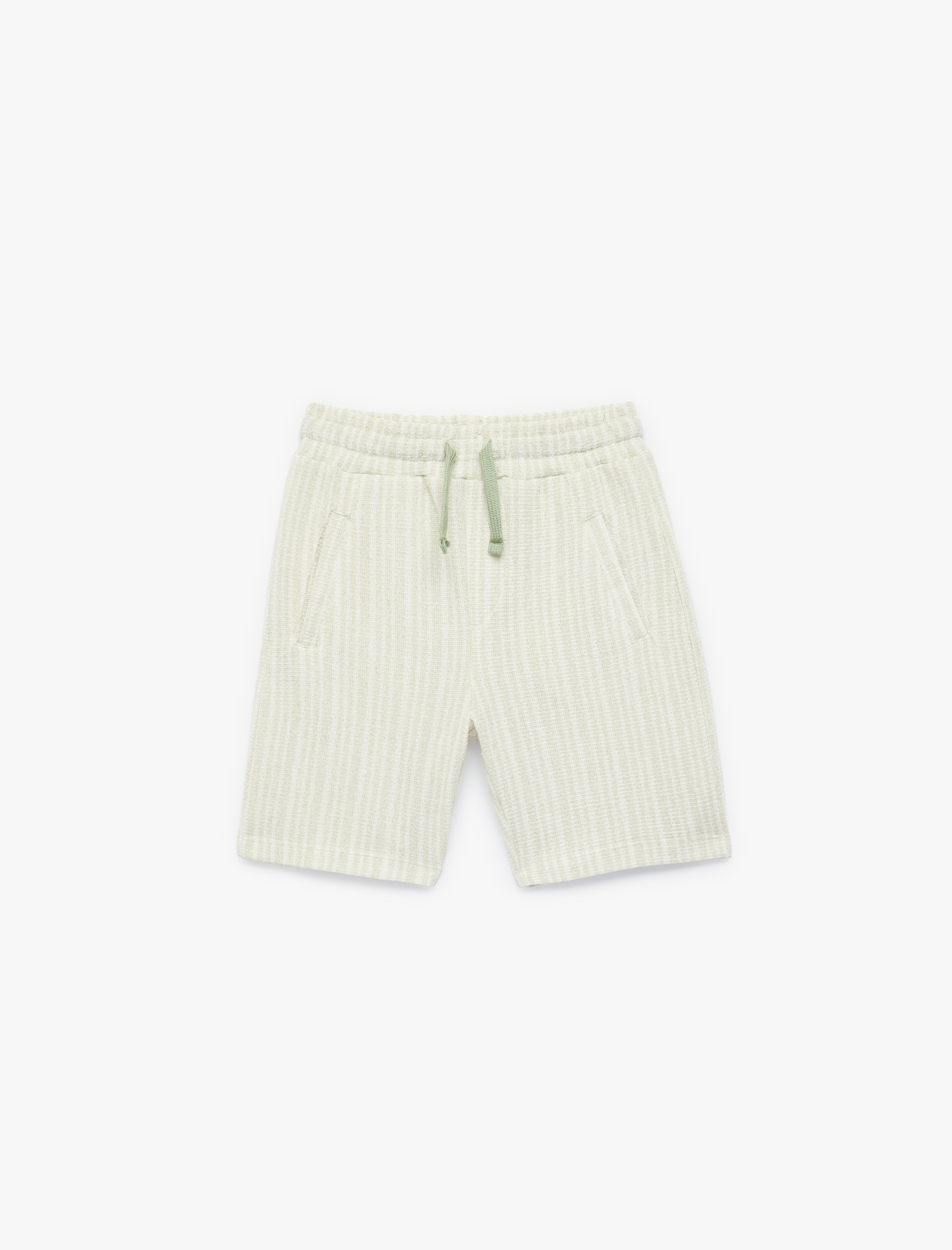  Erkek Çocuk Cepli Normal Bel Viskon Karışımlı Çizgili Şort