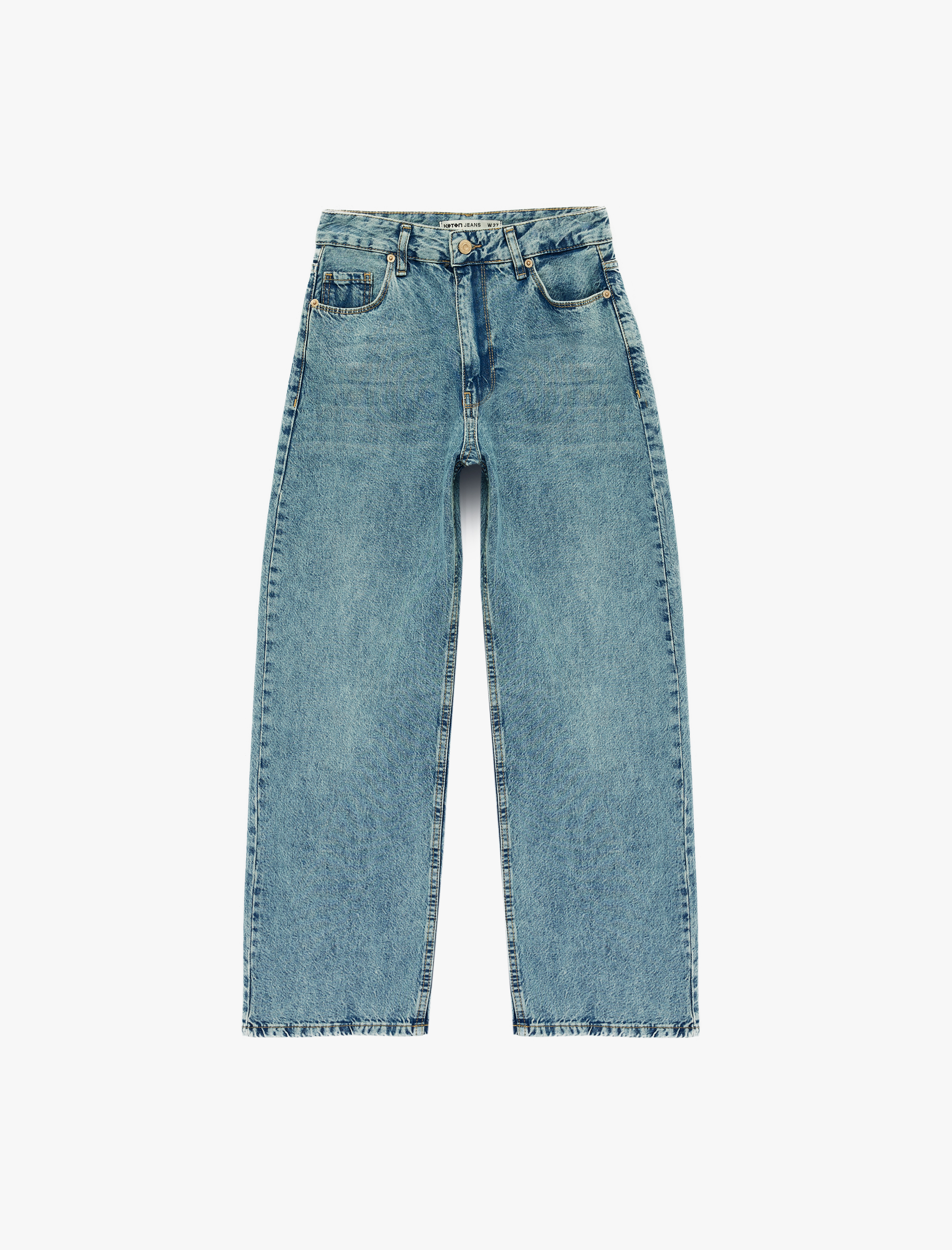   Normal Bel Düz Paça Pamuklu Rahat Kalıp Baggy Jean Pantolon - Baggy Jeans