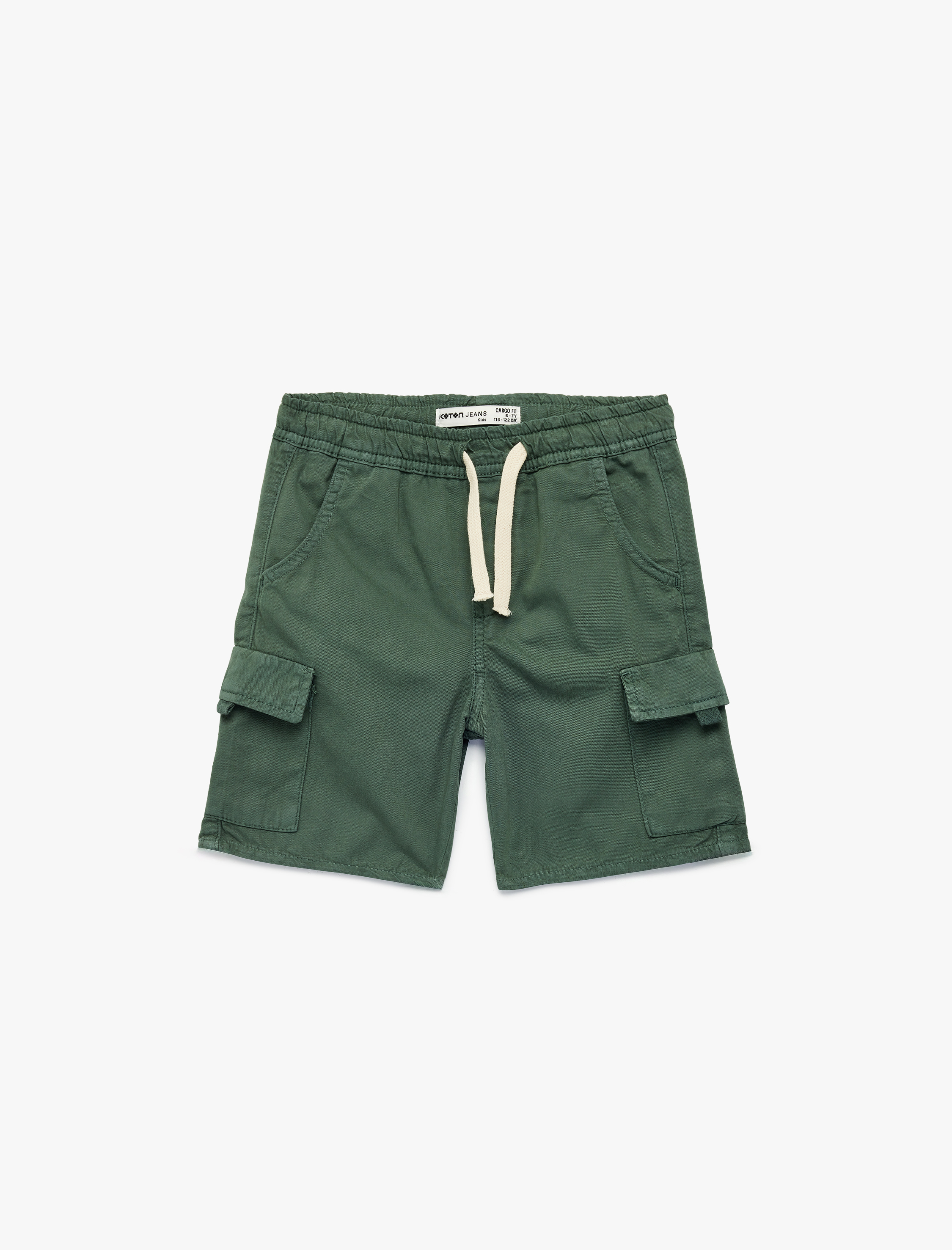  Erkek Çocuk Pamuklu Bağcıklı Kapaklı Cep Detaylı Kargo Şort