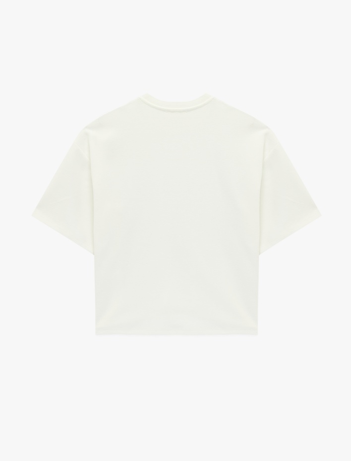  Regular Fit Kısa Kollu Bisiklet Yaka Taşlı Tişört