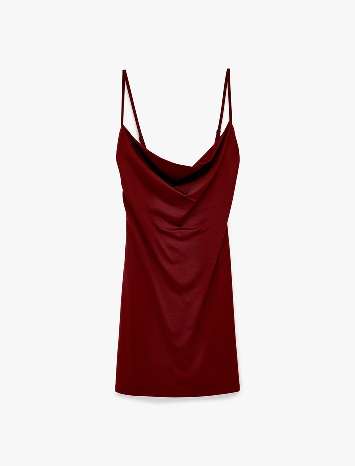  Slim Fit Degaje Yaka İnce Askılı Mini Elbise