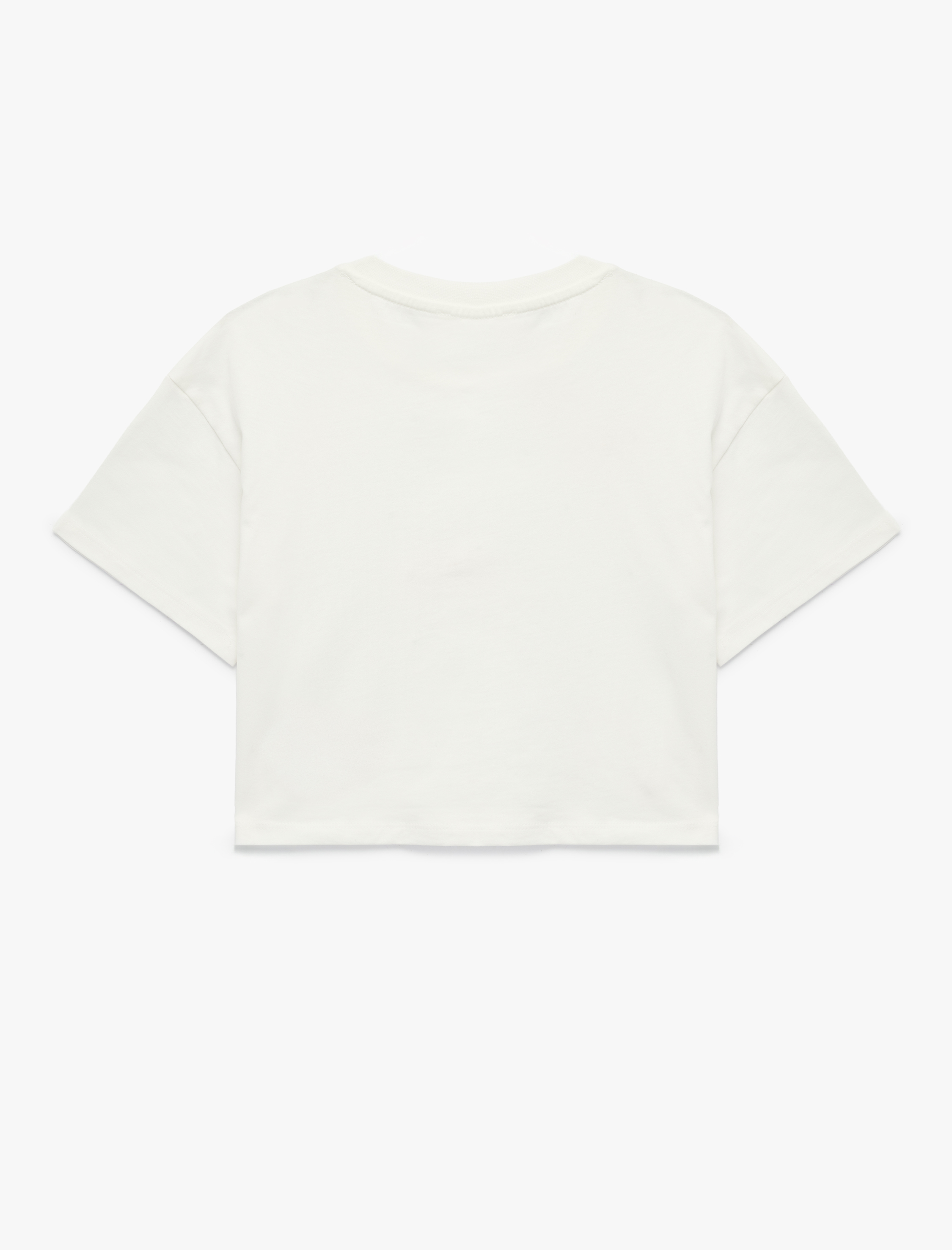  Kız Çocuk Kısa Kollu Bisiklet Yaka Fiyonk ve Taş Detaylı Tişört