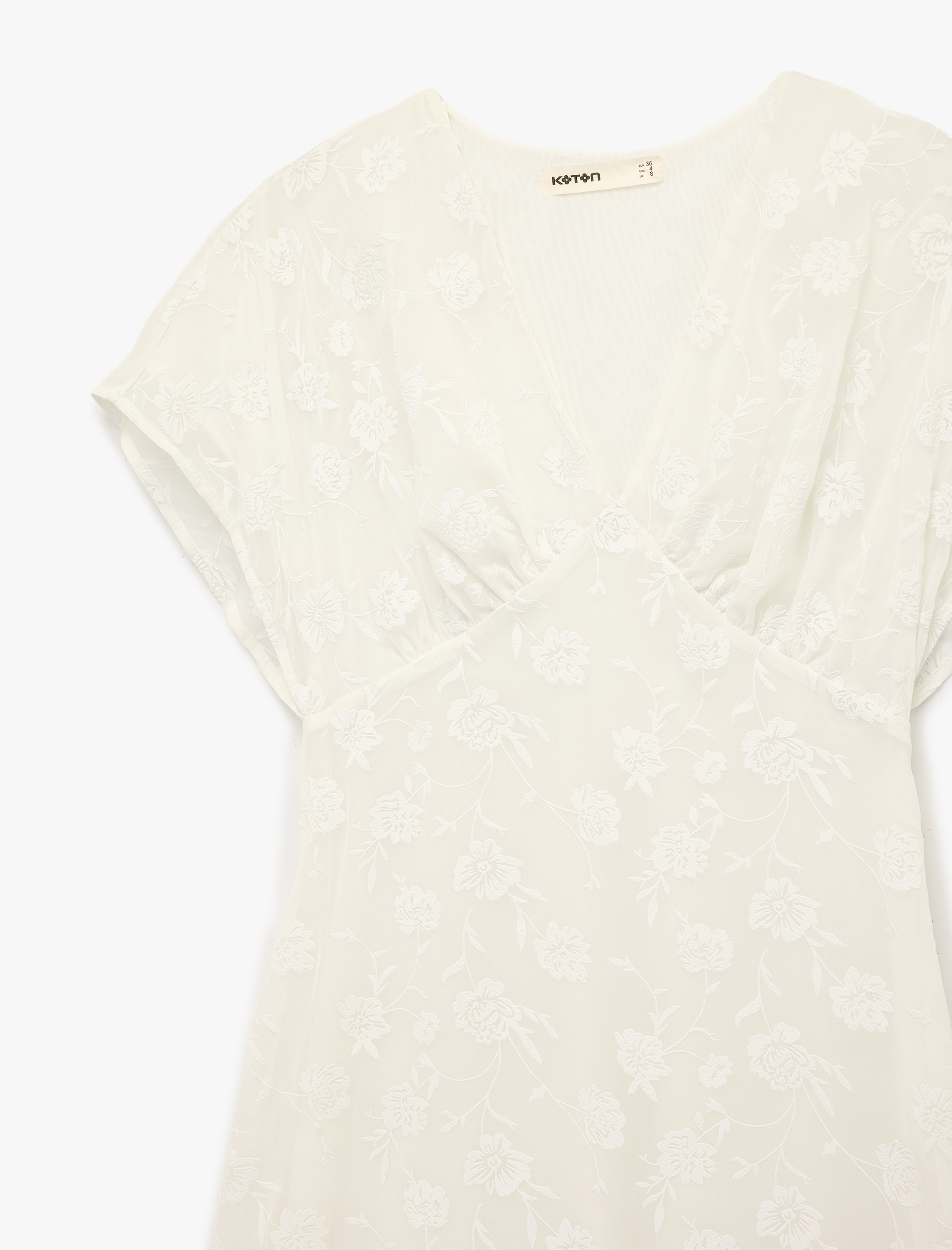   Kolsuz Slim Fit V Yaka Dantelli Midi Elbise