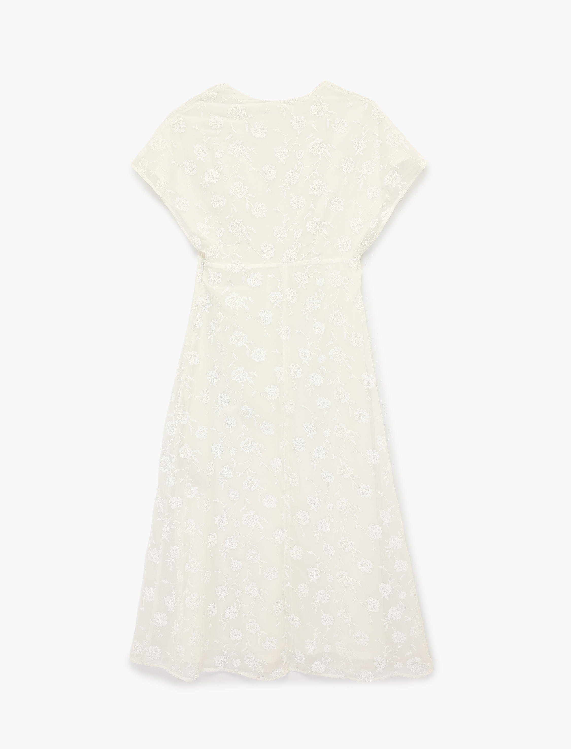   Kolsuz Slim Fit V Yaka Dantelli Midi Elbise