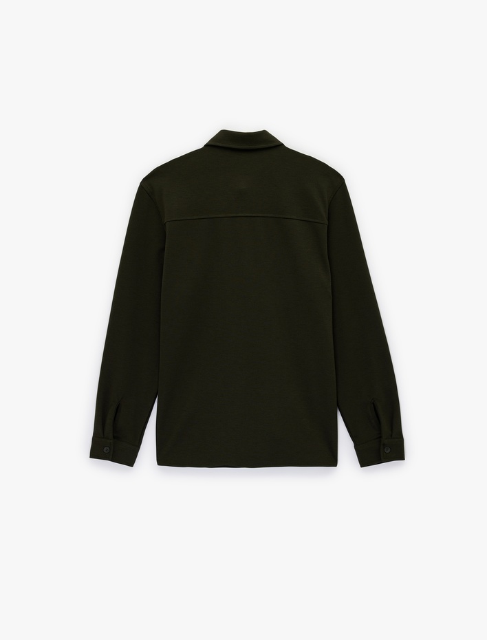  Regular Fit Düğmeli Kapaklı Cepli Klasik Yaka Uzun Kollu Gömlek