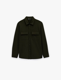 Regular Fit Düğmeli Kapaklı Cepli Klasik Yaka Uzun Kollu Gömlek