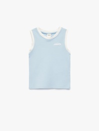 Bisiklet Yaka Kolsuz Araba Nakış Detaylı Pamuklu Atlet