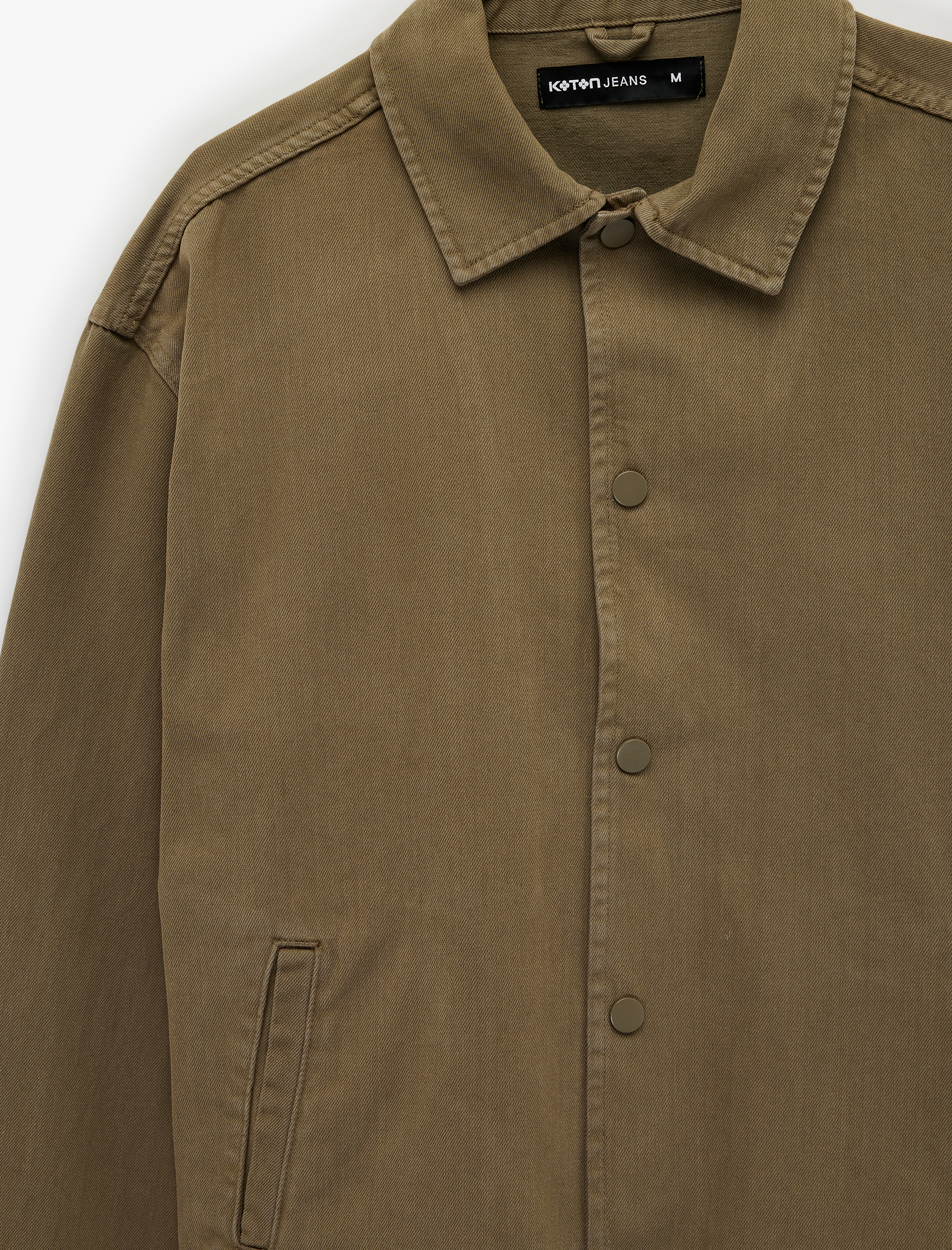   Uzun Kollu Pamuklu Gömlek Yaka Cepli Düğmeli Oversize Jean Ceket